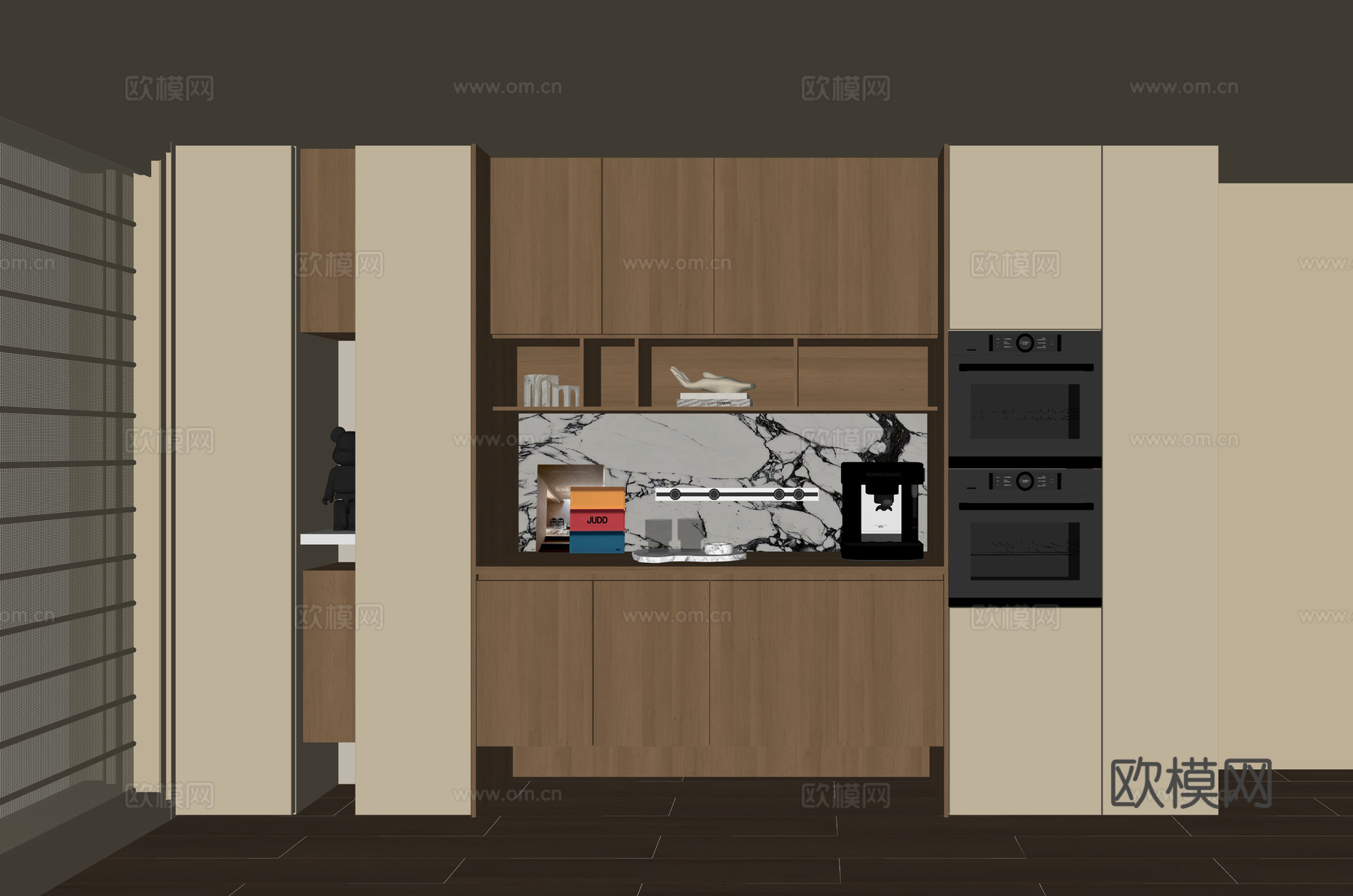 现代酒柜餐边柜su模型下载（渲染图2）
