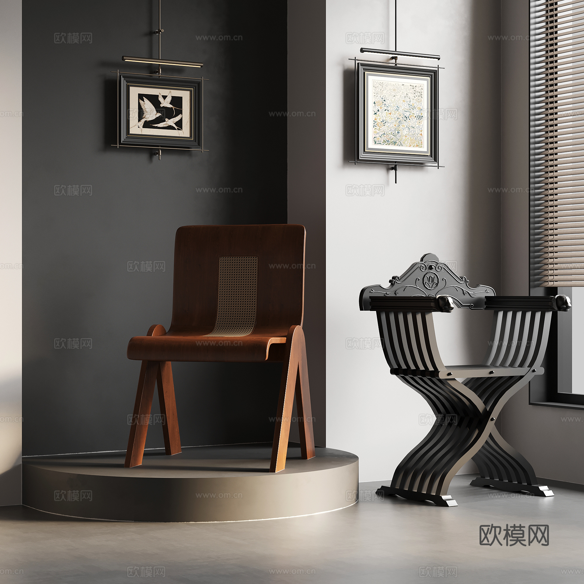 法式中古风餐椅 休闲椅3d模型