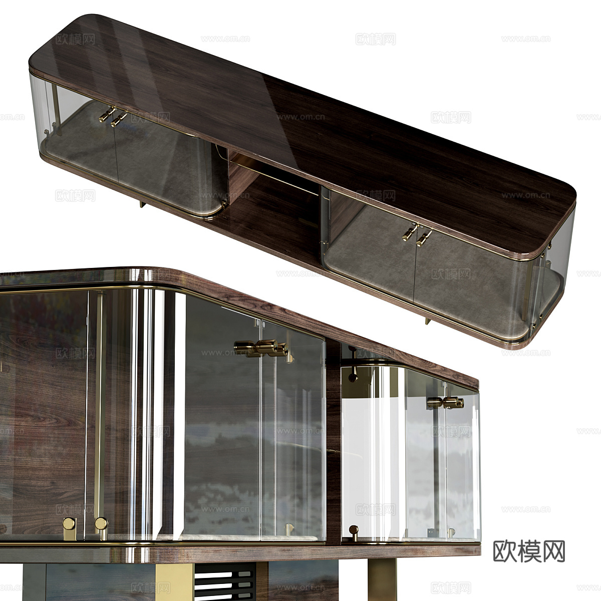 现代意式玻璃电视柜3d模型