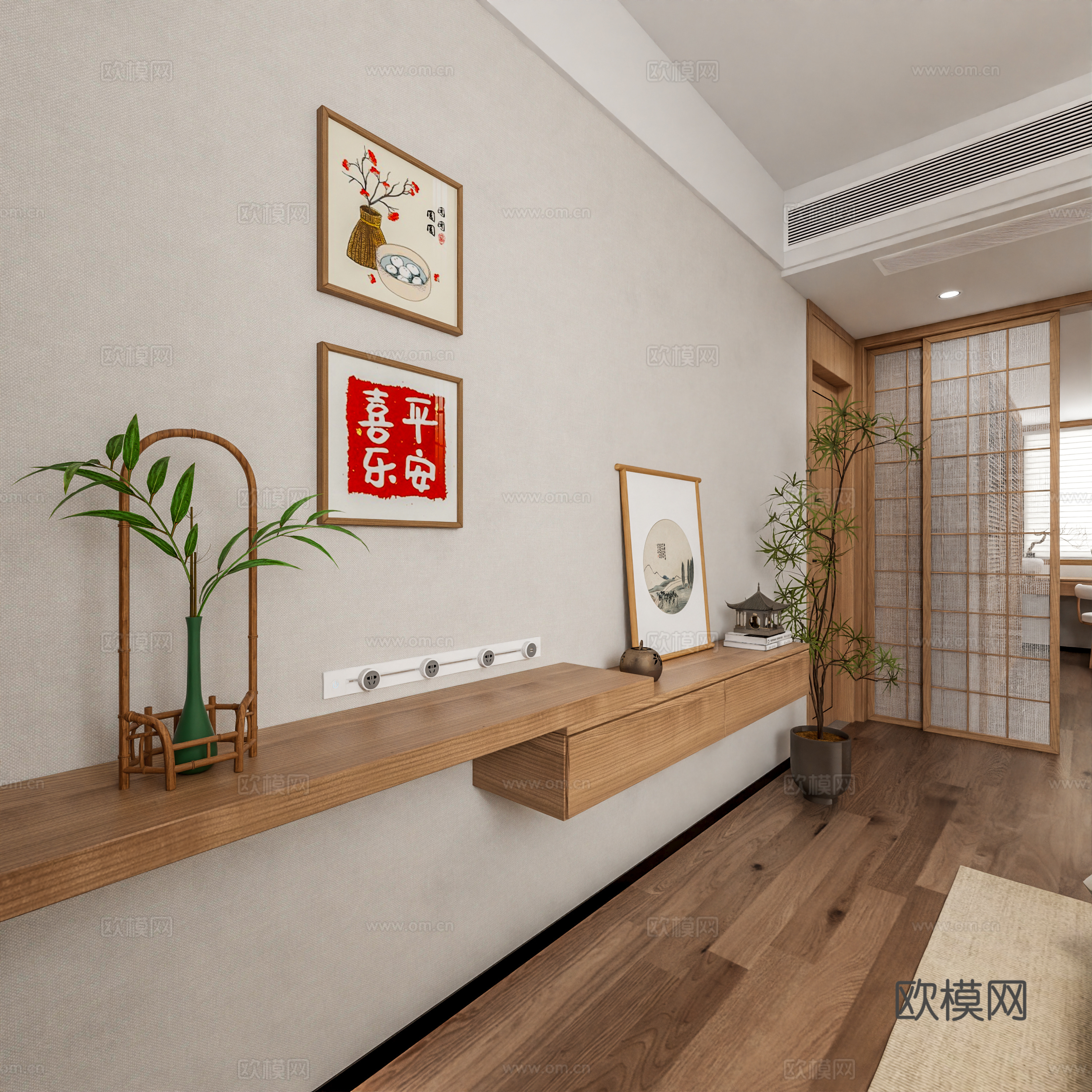 日式家装卧室3d模型
