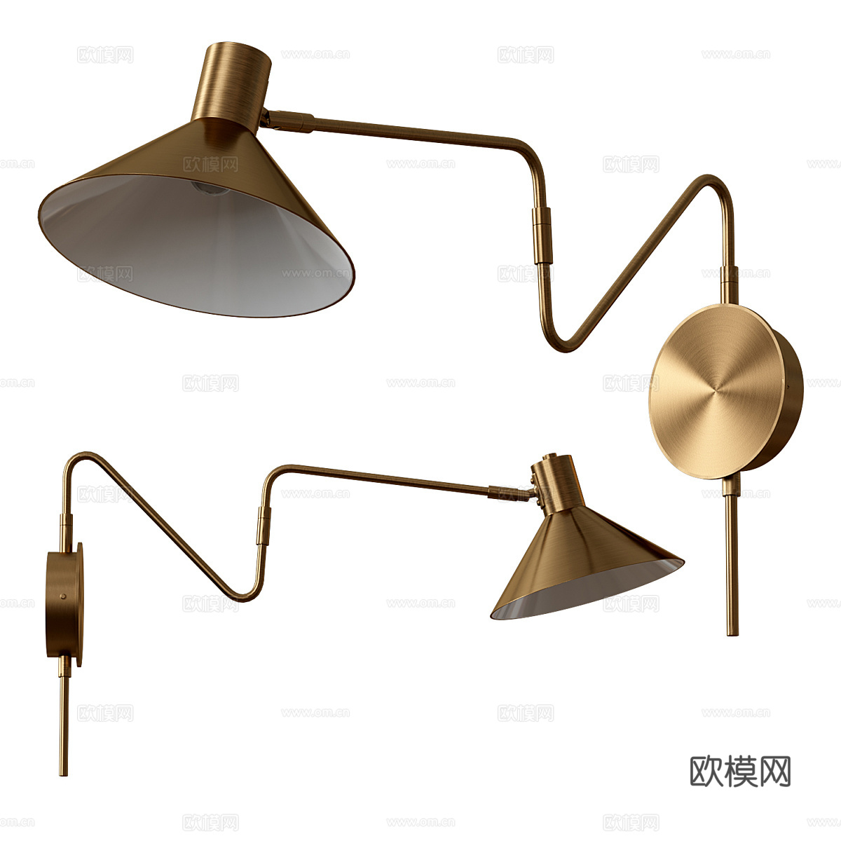 现代轻奢极简金属长条壁灯3d模型