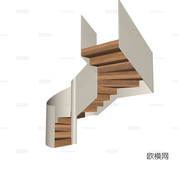 现代扶手楼梯su模型下载(渲染图2)