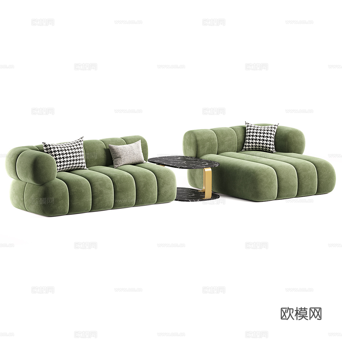 现代奶油风布艺组合沙发3d模型
