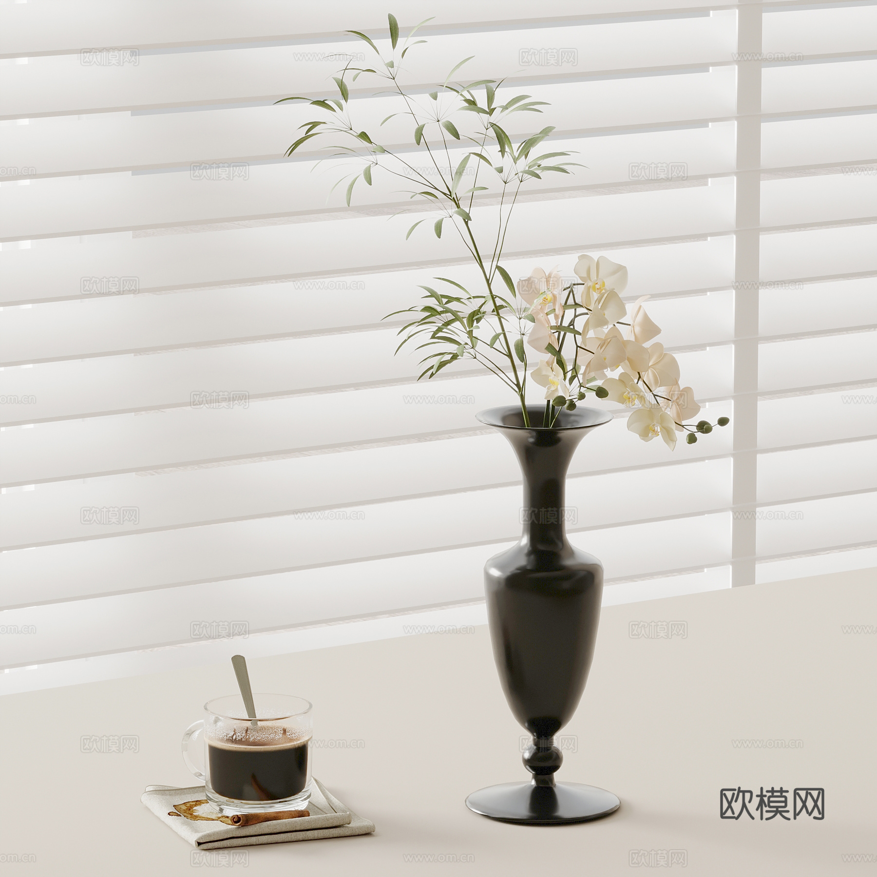 法式复古风花瓶 花艺摆件3d模型