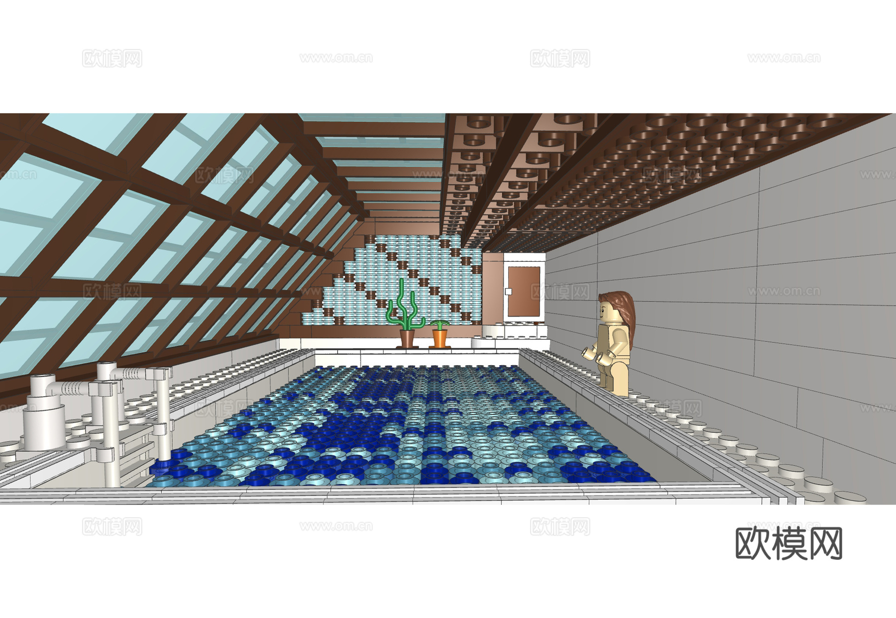 乐高 LEGO 玩具 积木 日式 室内 泳池3d模型
