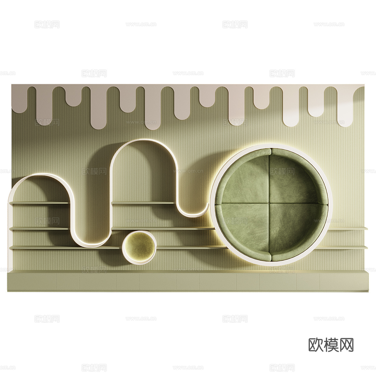 现代奶油风儿童展柜 儿童书柜 儿童装饰柜3d模型