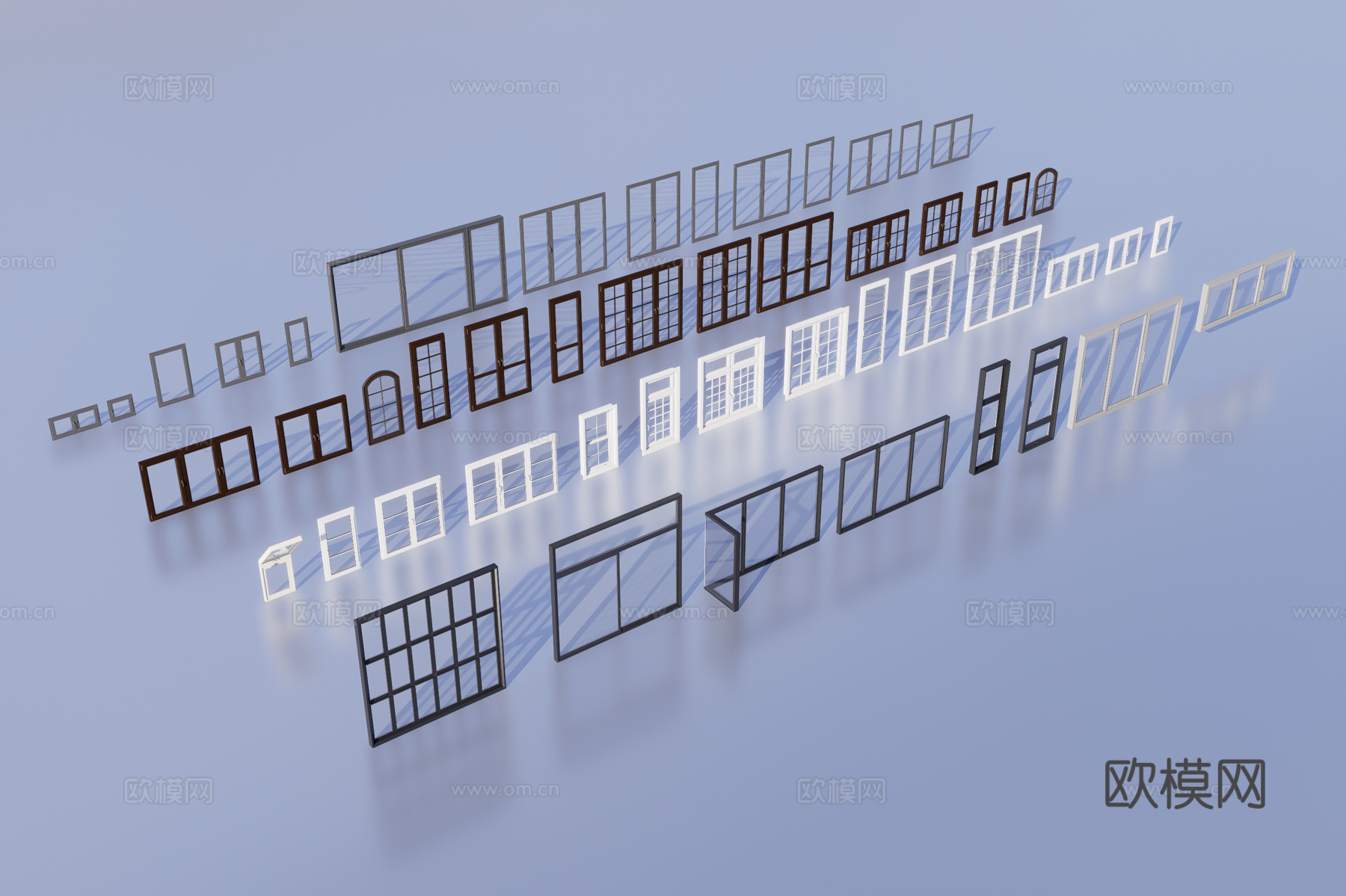 常用门窗组合3d模型