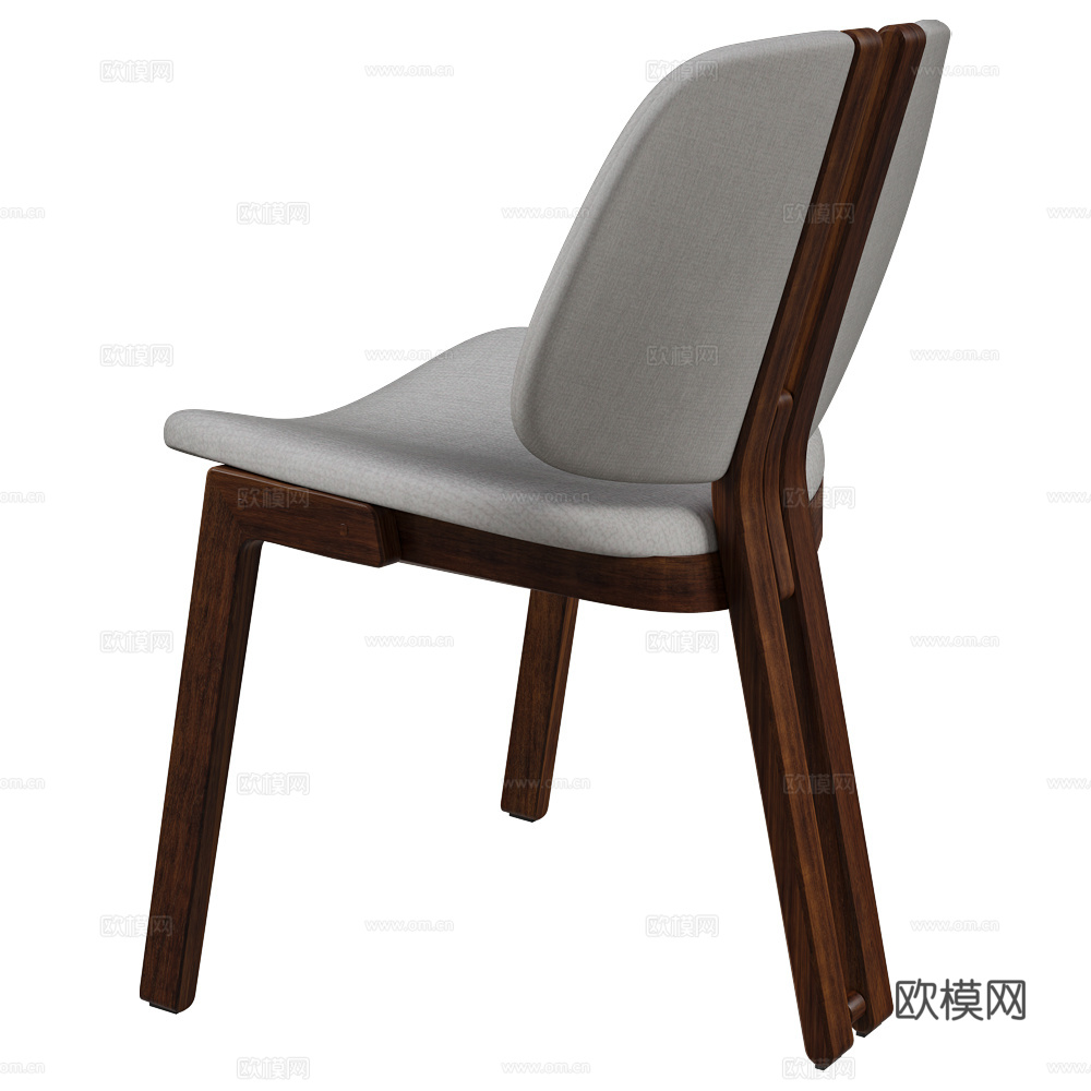 新中式实木布艺餐椅3d模型