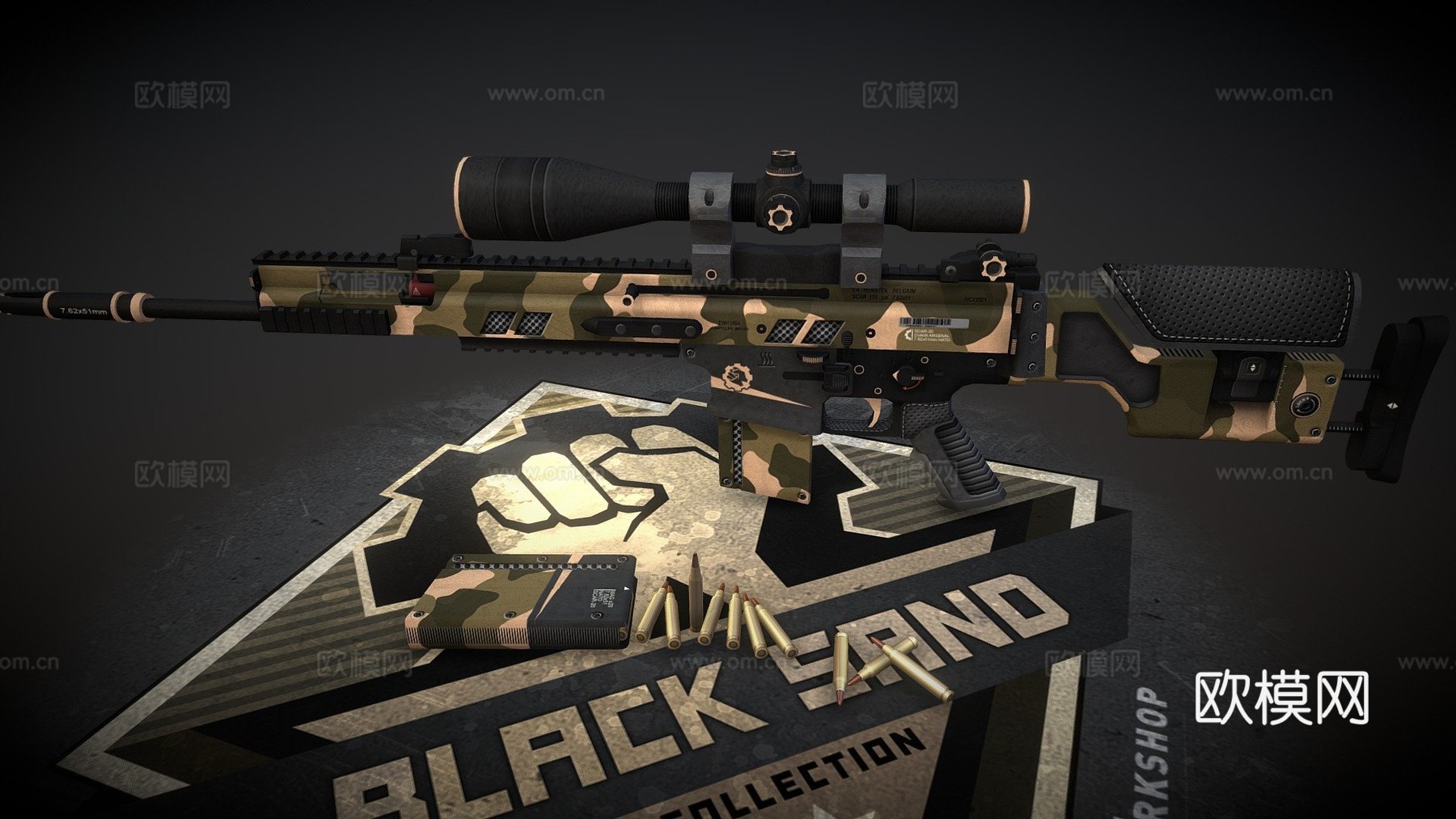 SCAR-20黑沙3d模型
