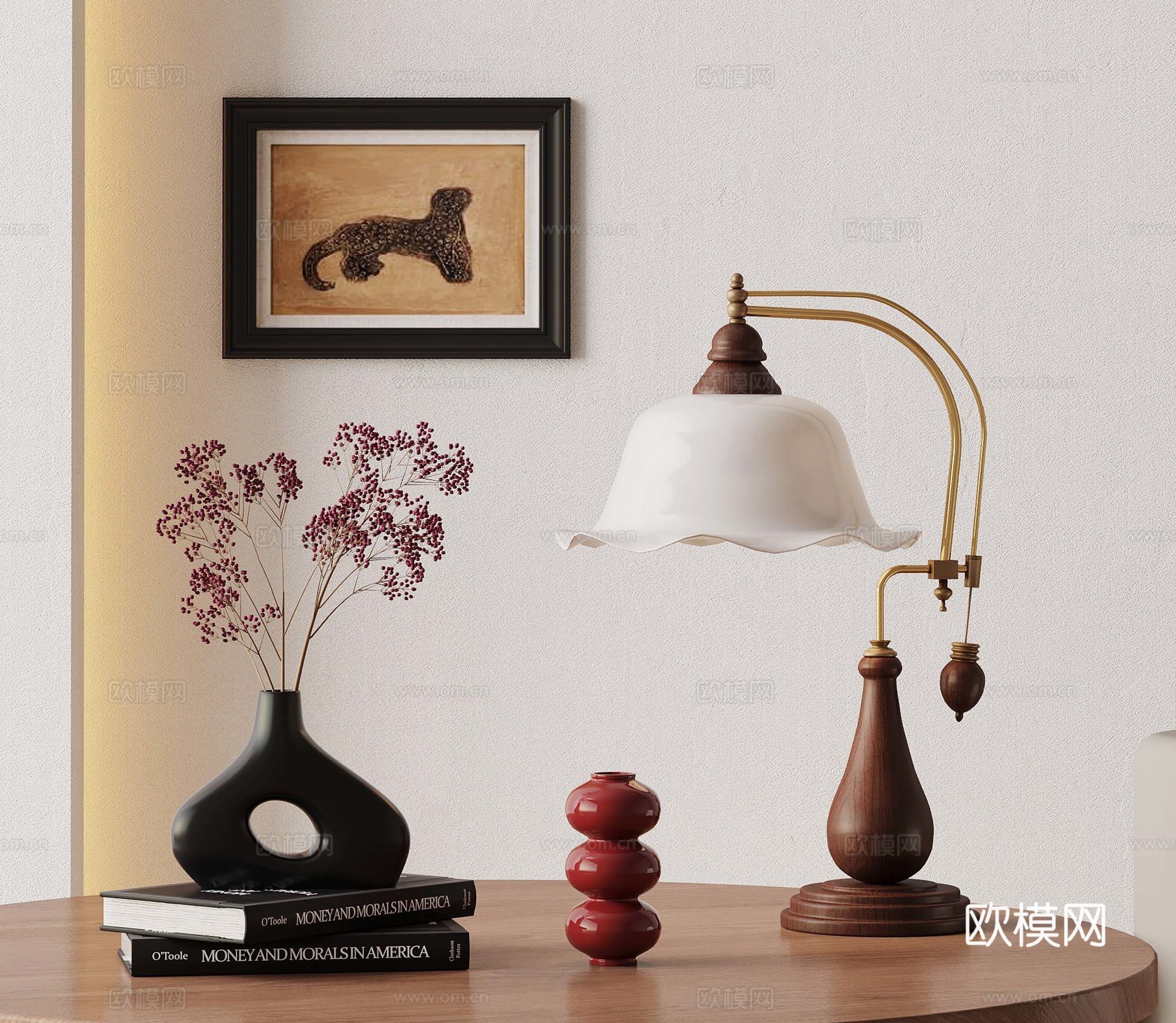 法式中古风台灯 挂画3d模型
