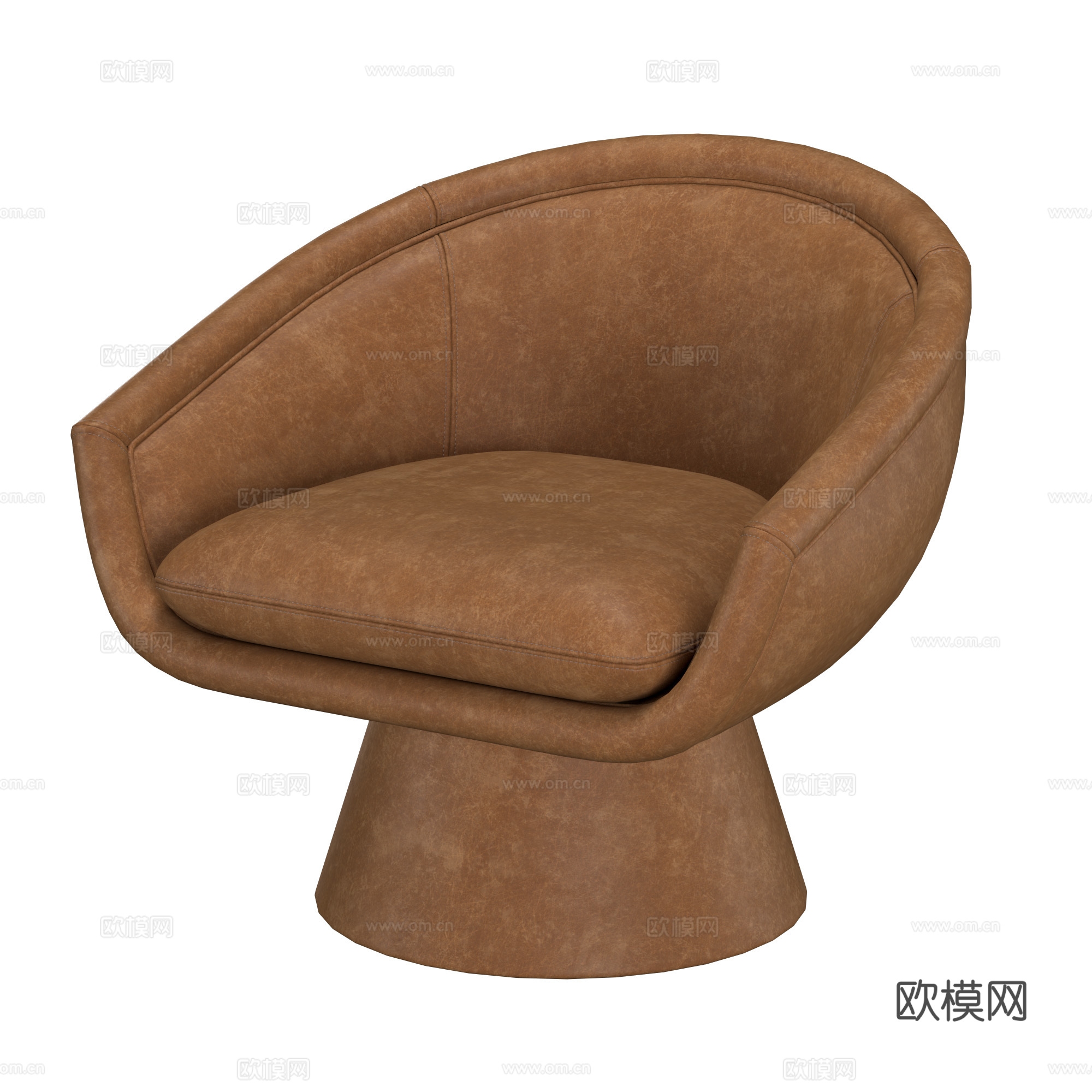 现代意式皮革扶手椅3d模型