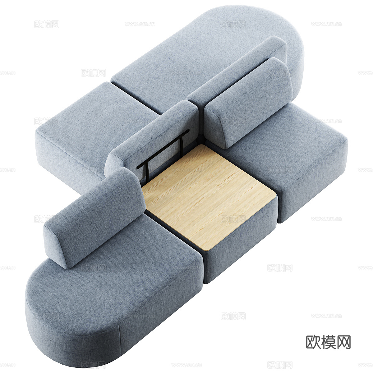 现代意式布艺组合沙发3d模型