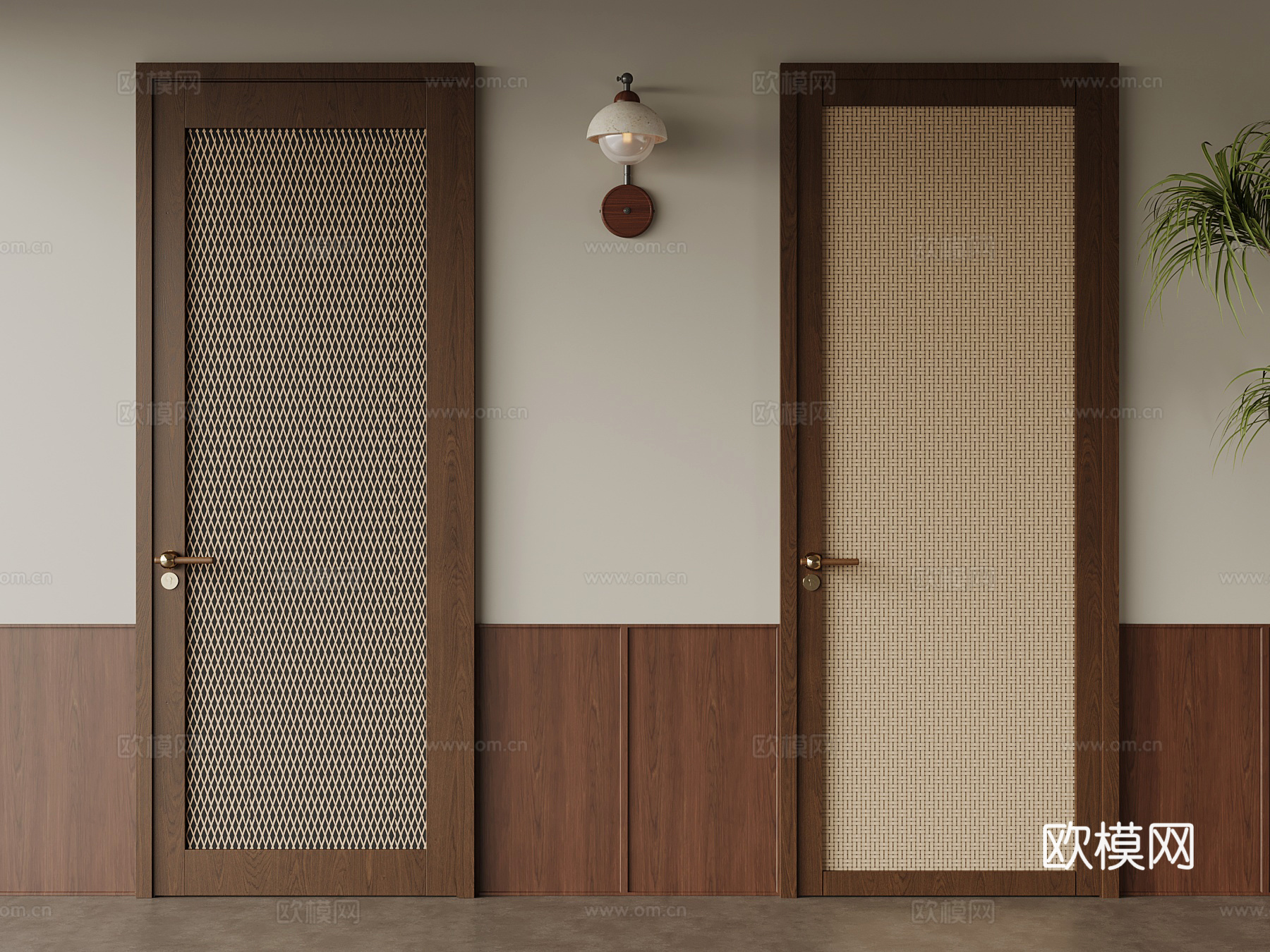 其他门 新中式藤编门 单开门3d模型