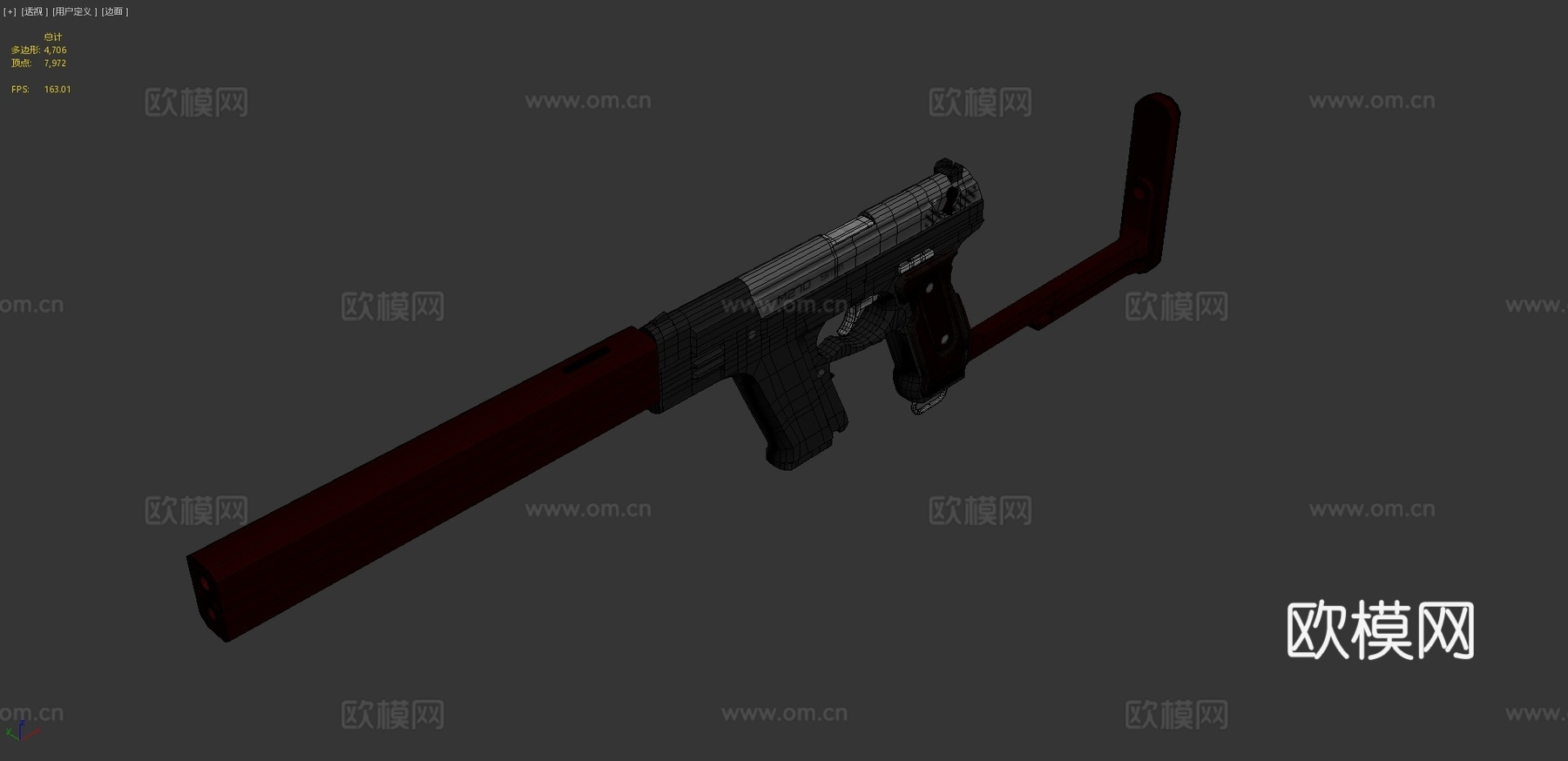 M27D自动手枪(消音型)3d模型