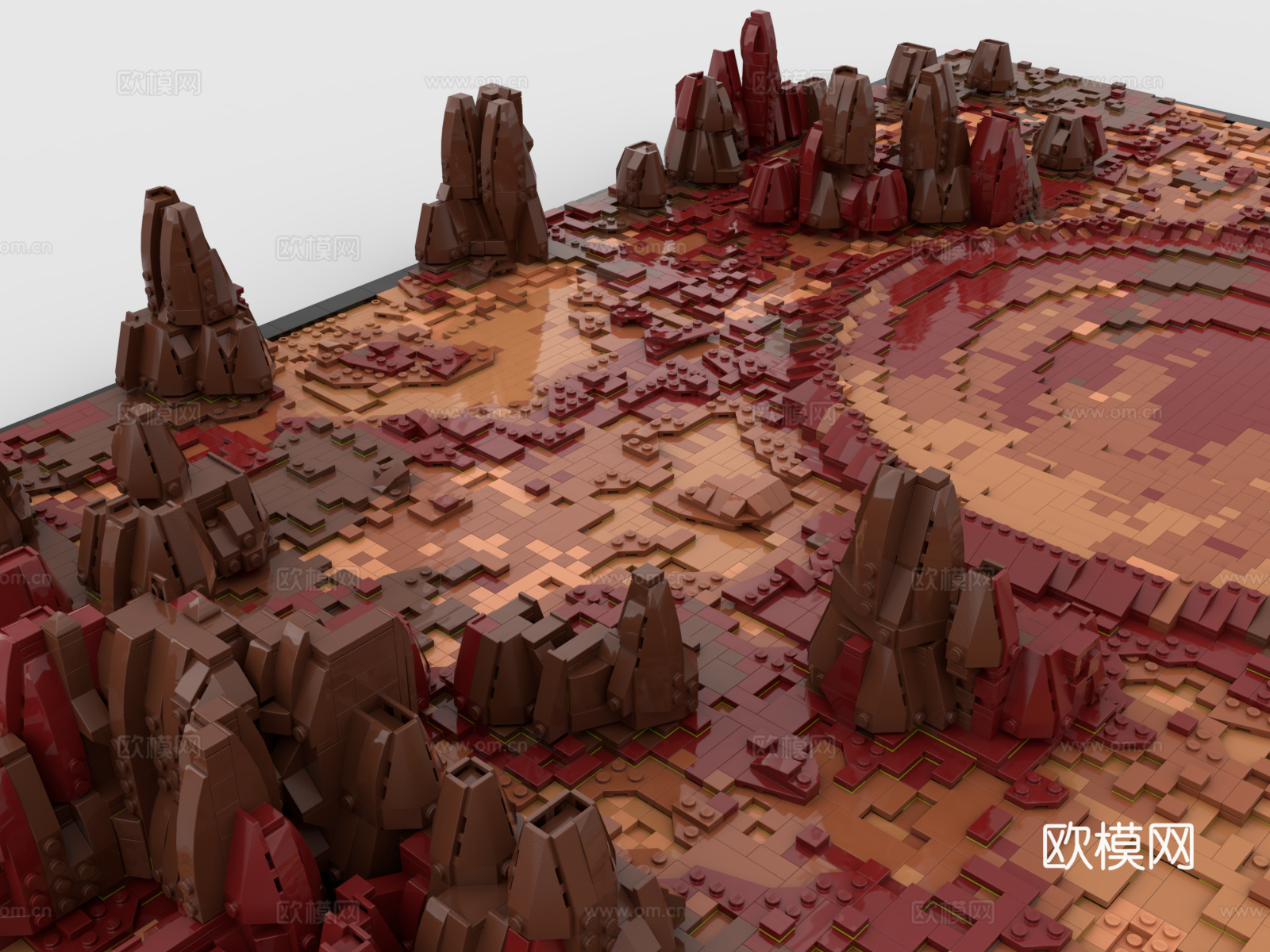 乐高 LEGO 玩具 积木 火星地貌 火星地表 陨石坑3d模型