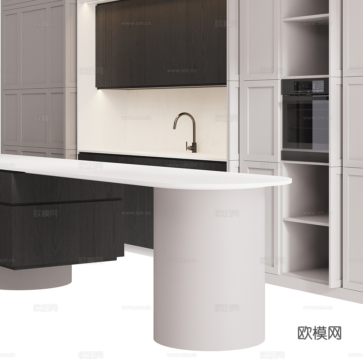 现代意式极简橱柜3d模型