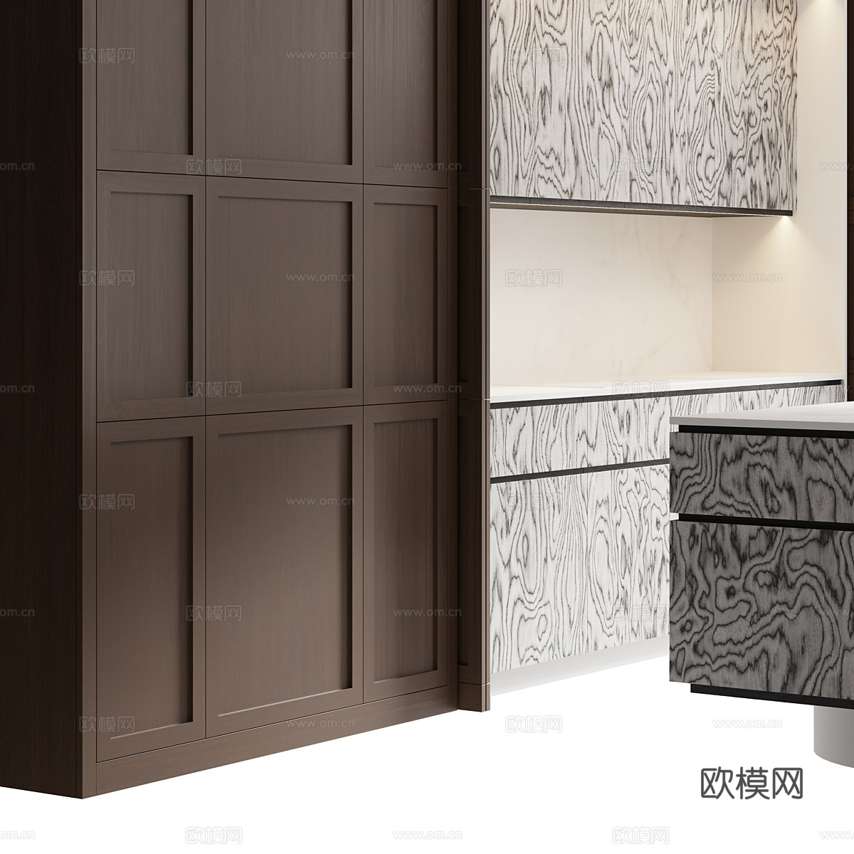 现代意式极简橱柜3d模型