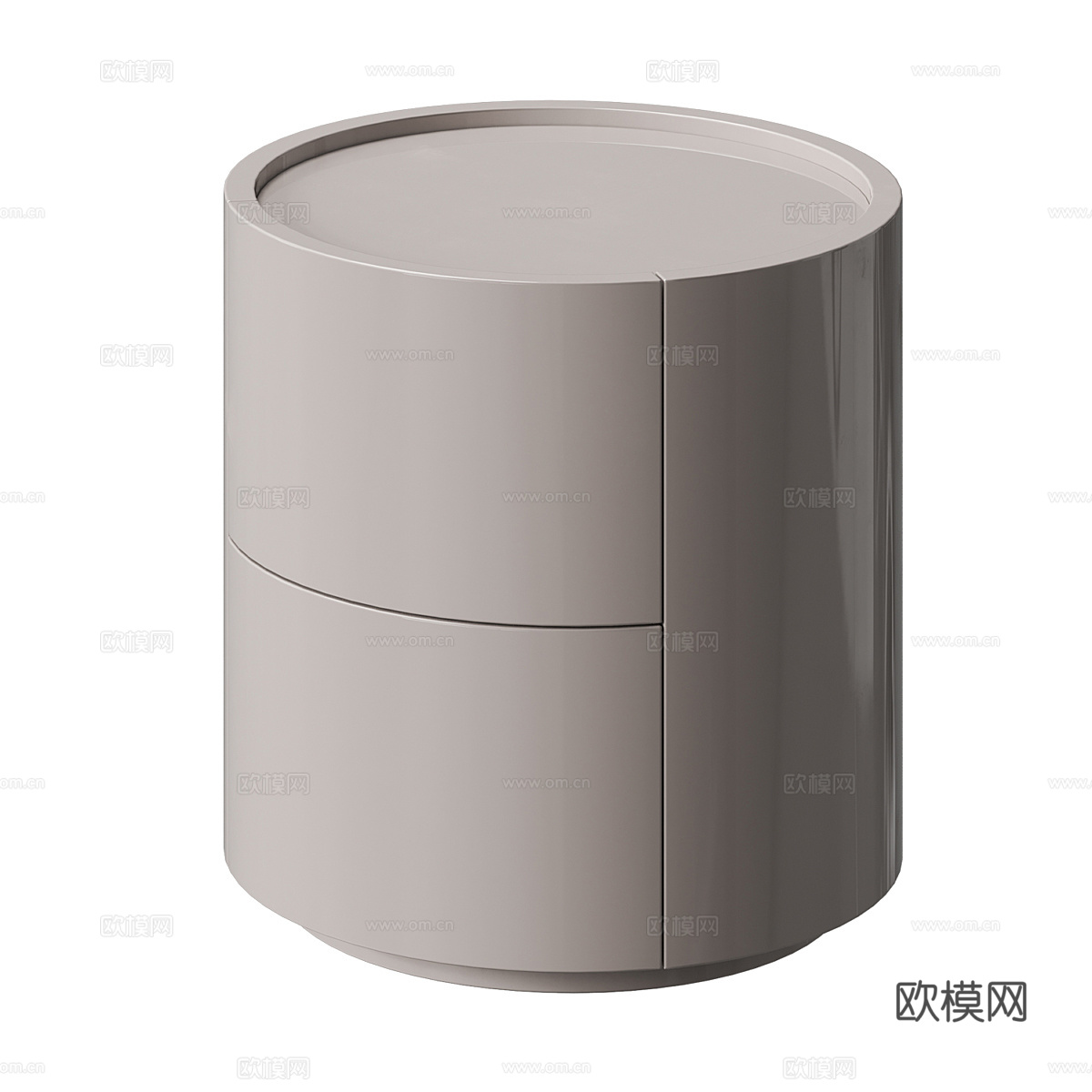 现代奶油风圆形床头柜3d模型