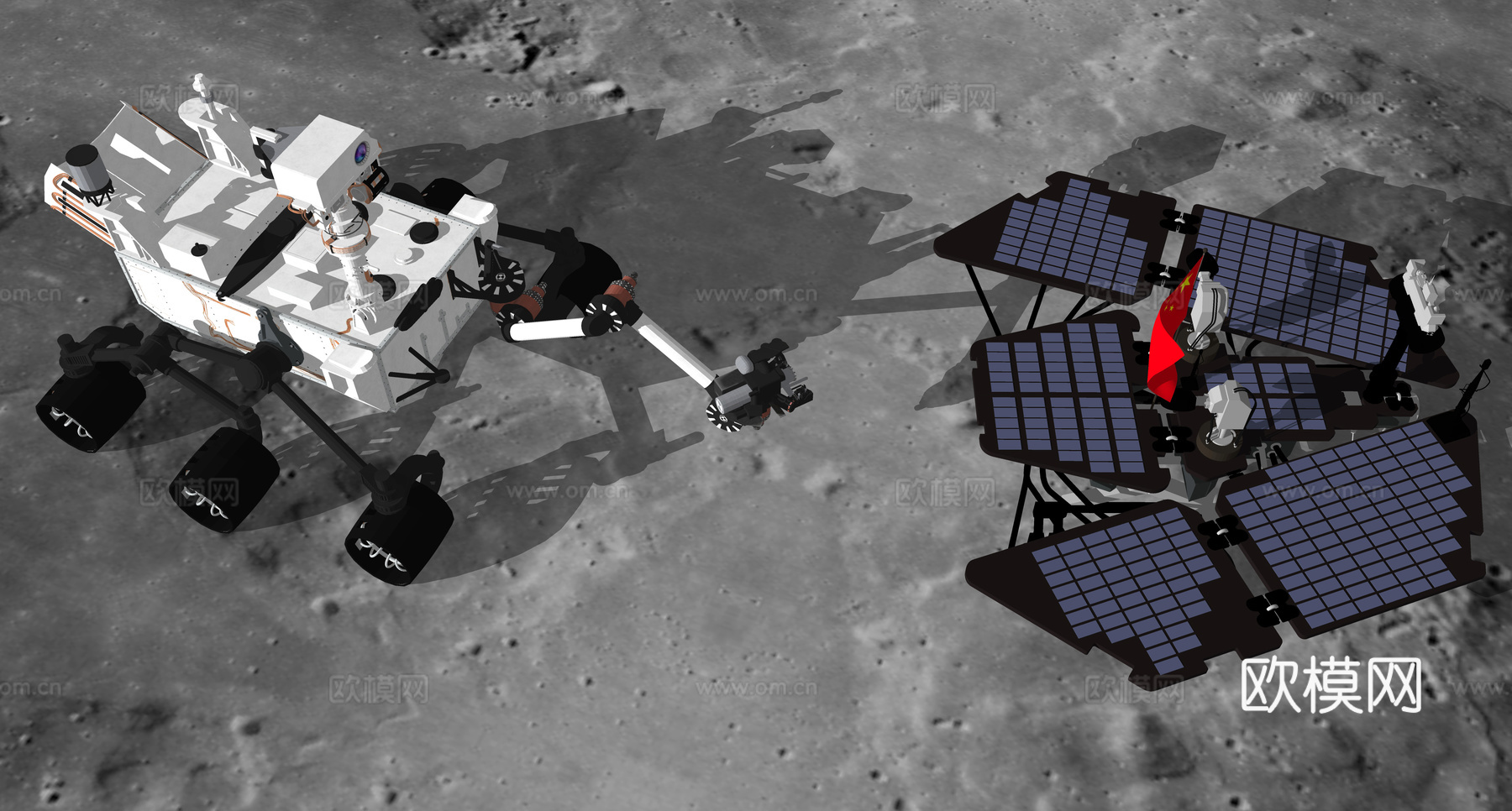 月球探测仪 宇宙星空星球 科幻场景 探勘车探测车 太阳能月球su模型