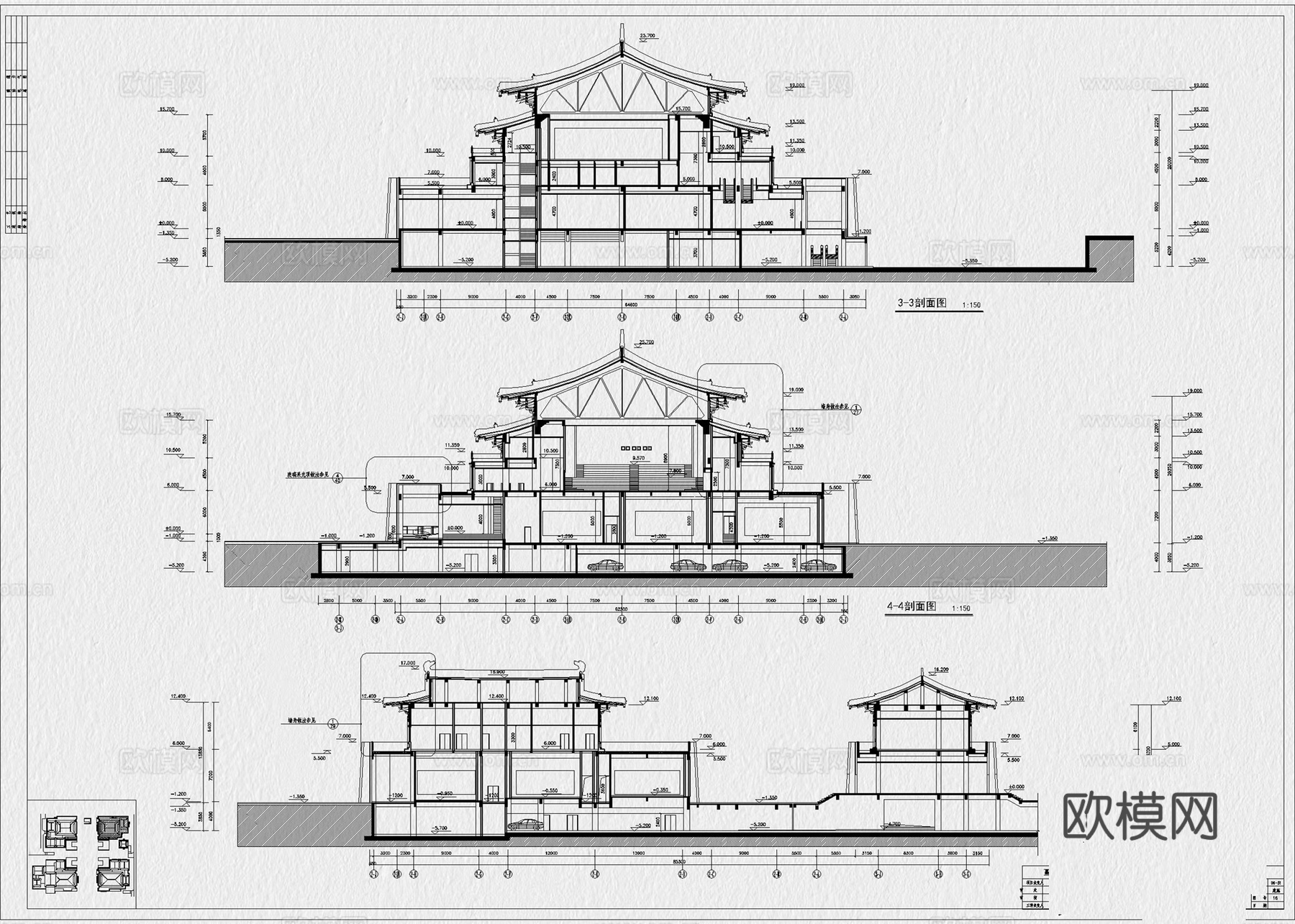 仿古建筑 古建筑 阁楼建筑 寺庙建筑 徽派建筑 中式建筑cad施工图
