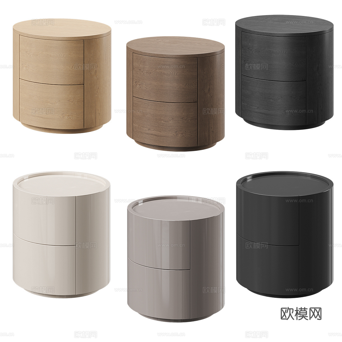 现代奶油风圆形床头柜3d模型
