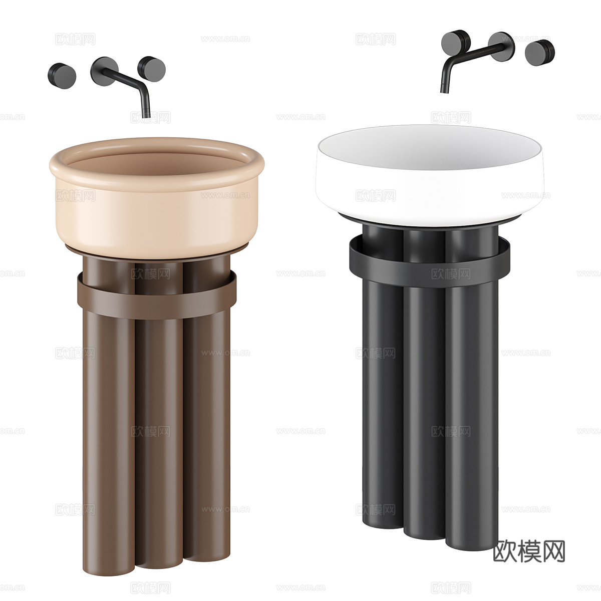 现代轻奢台盆 洗手盆3d模型