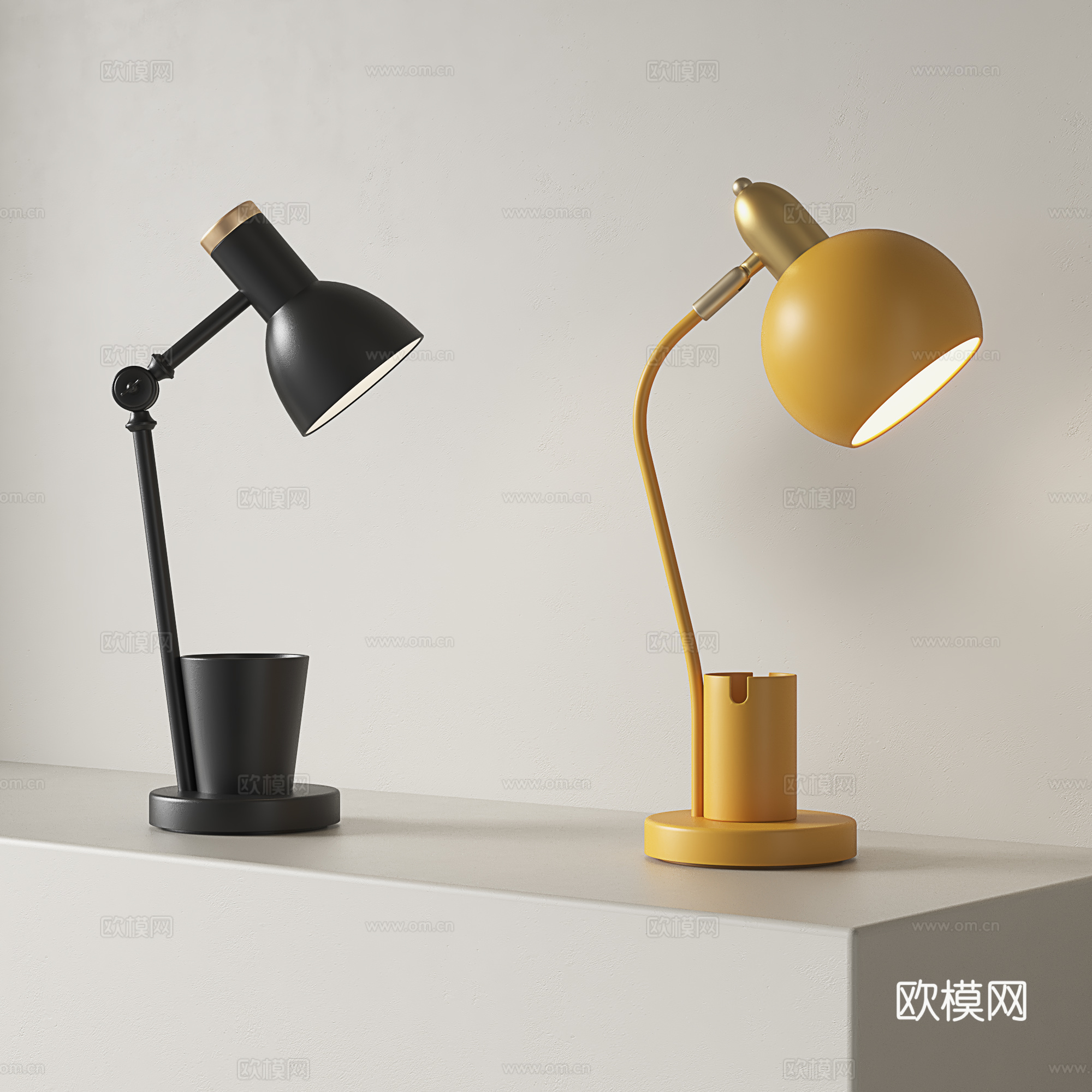 北欧台灯 现代台中灯su模型