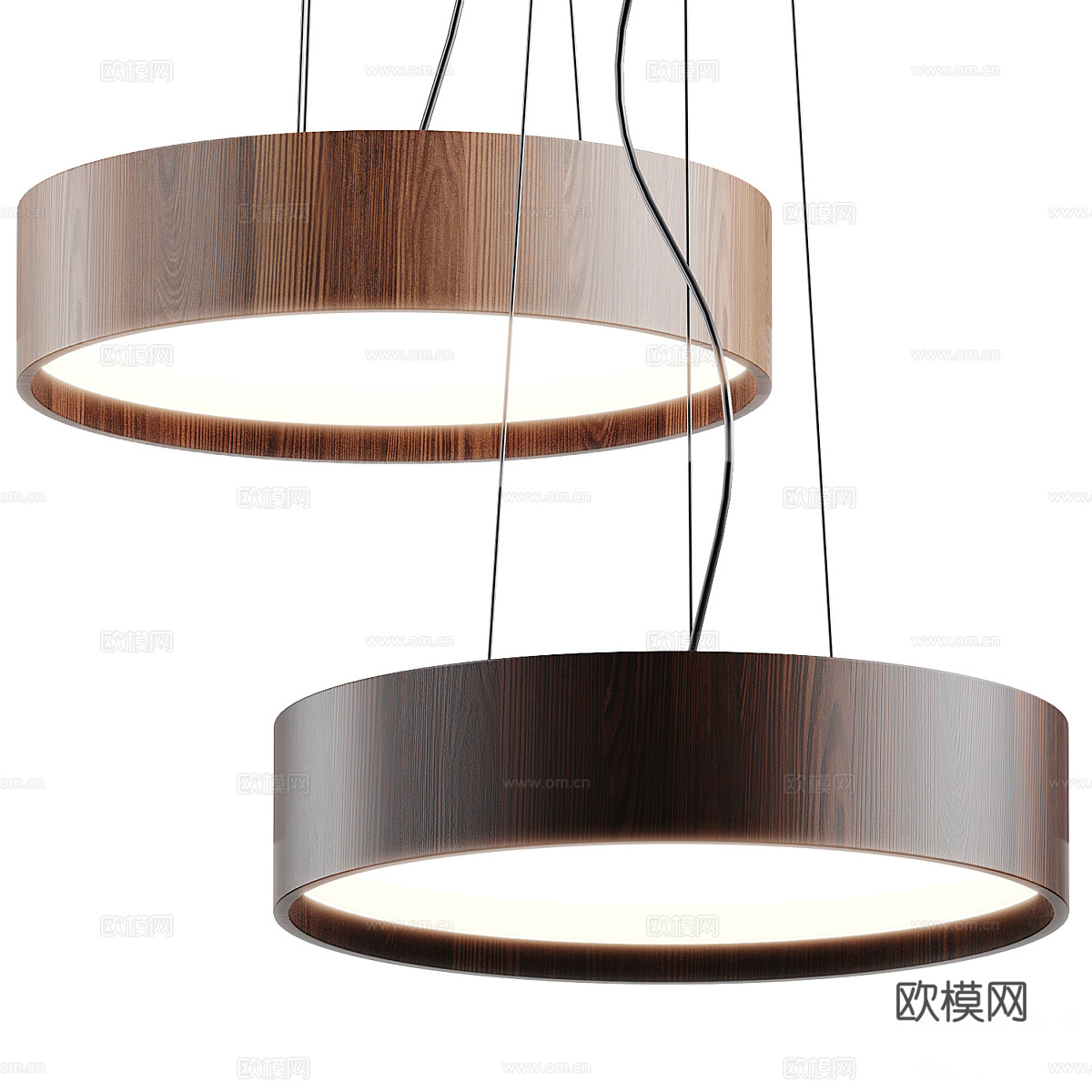现代意式木质装饰吊灯3d模型