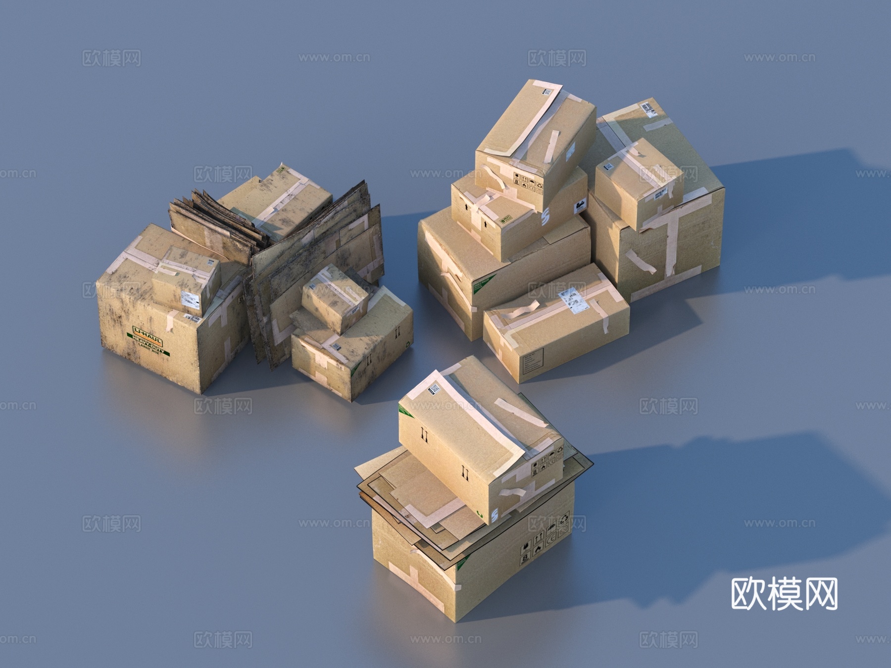 废品 纸壳箱 纸箱 纸板箱3d模型