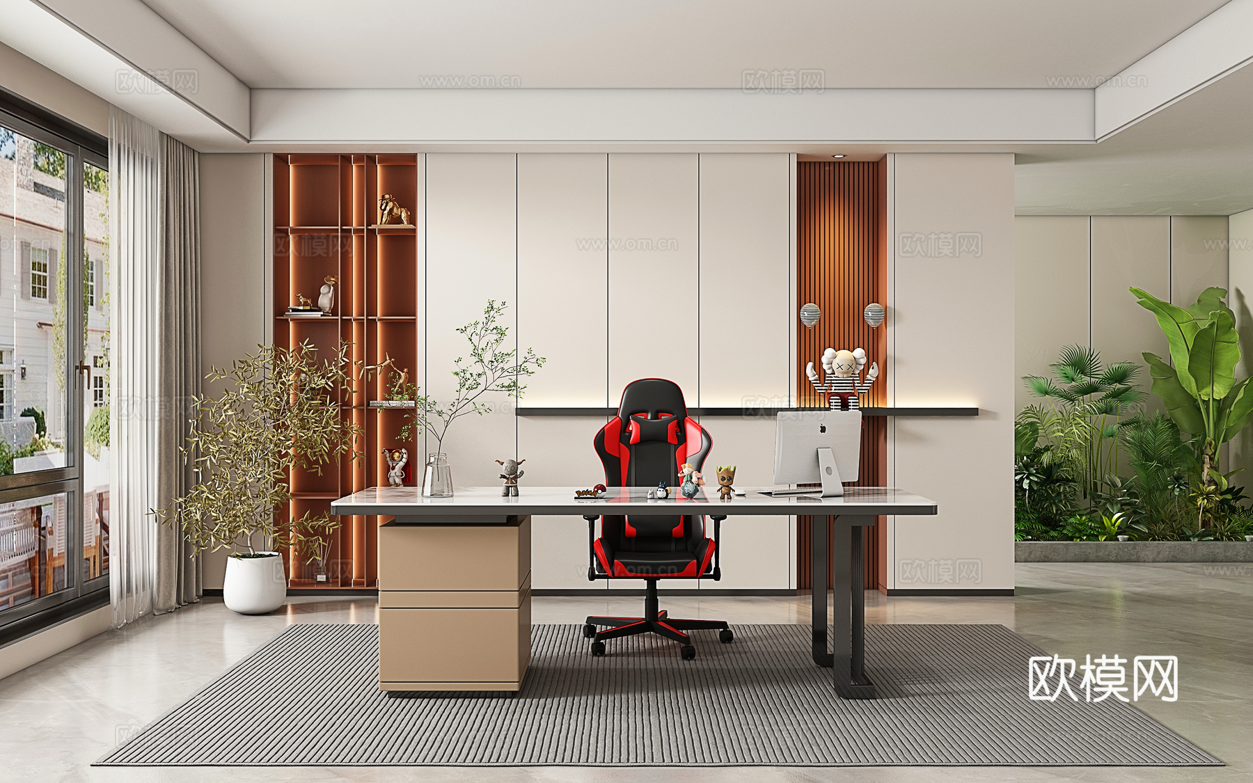 现代书房su模型下载（渲染图1）