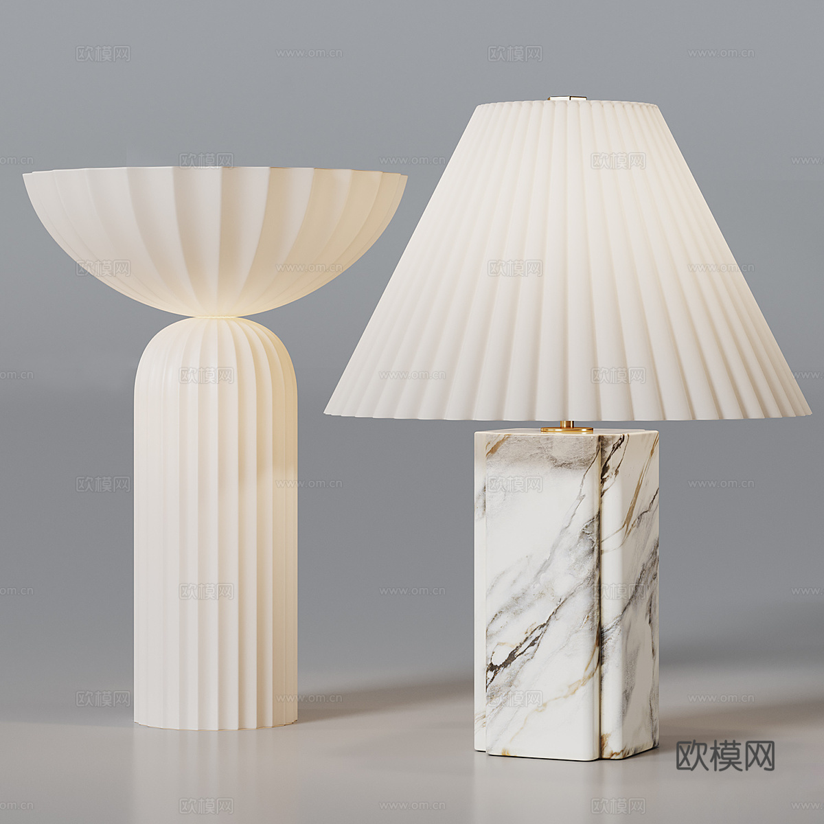 现代意式奶油风台灯3d模型