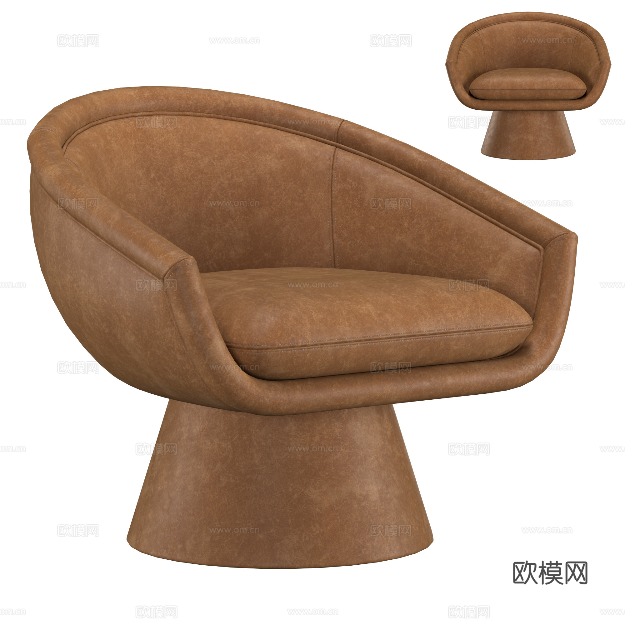 现代意式皮革扶手椅3d模型