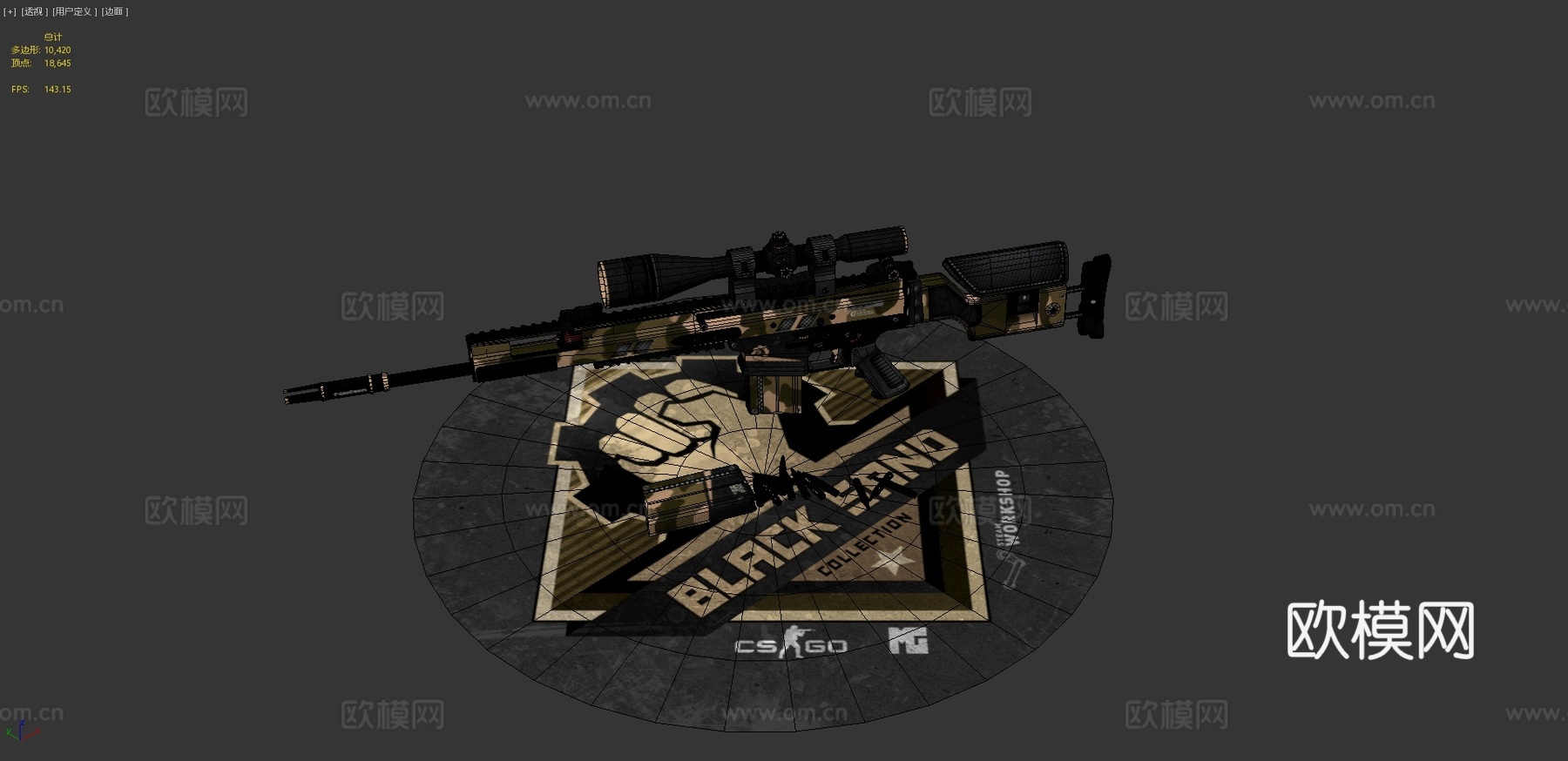 SCAR-20黑沙3d模型