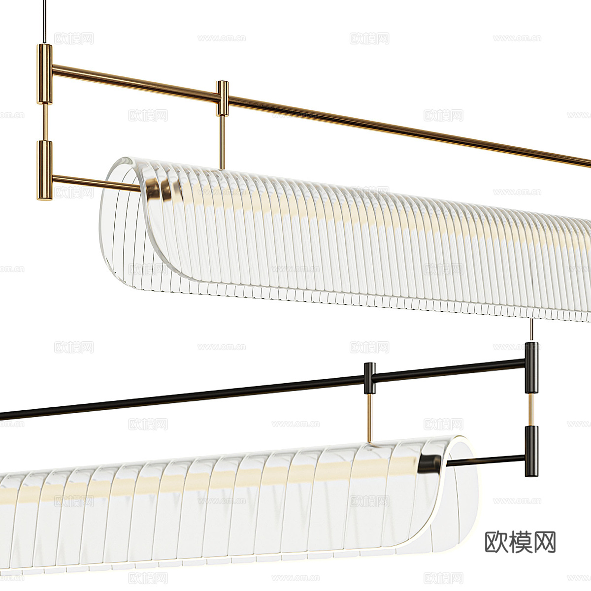 现代轻奢长条装饰吊灯3d模型
