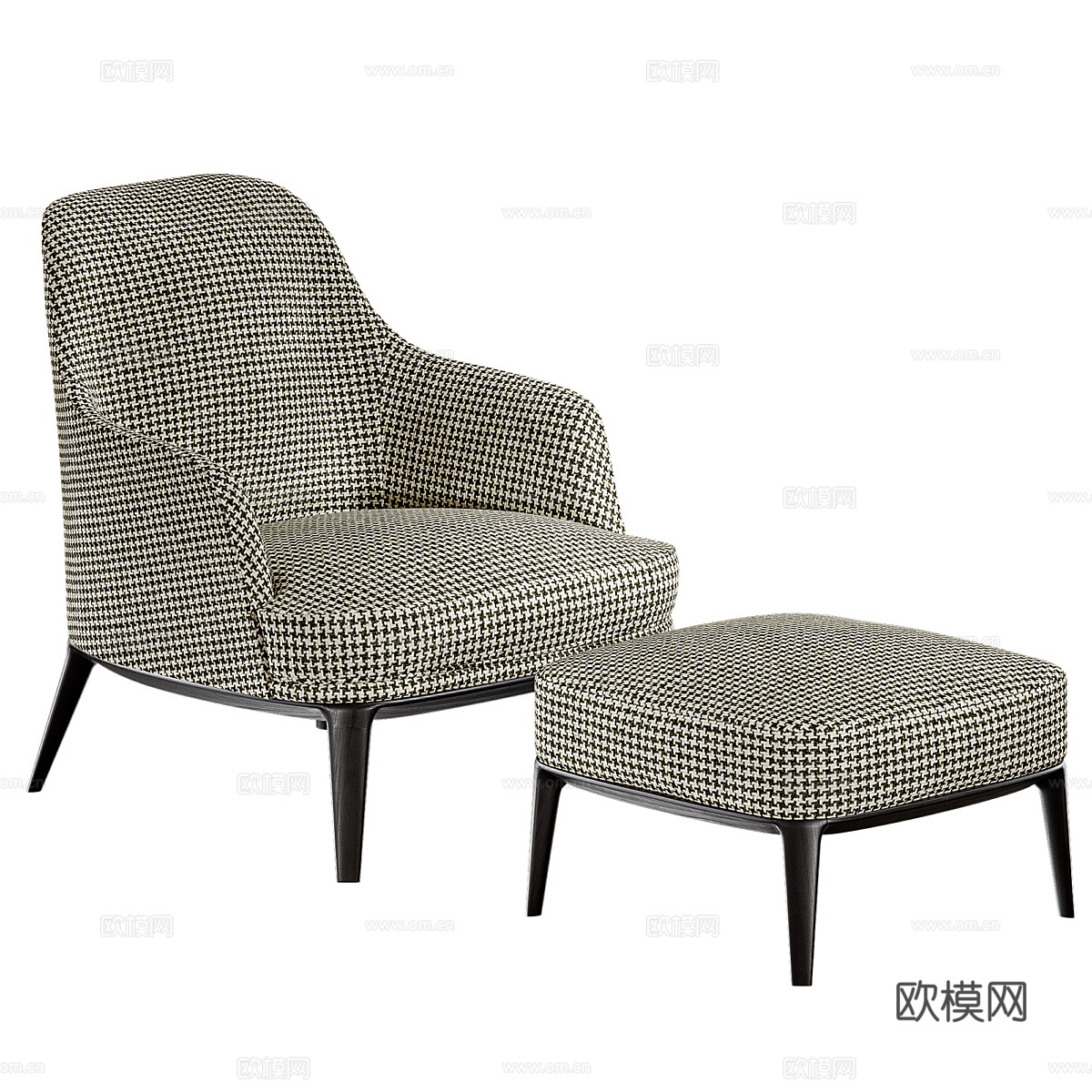 现代意式布艺脚踏椅3d模型