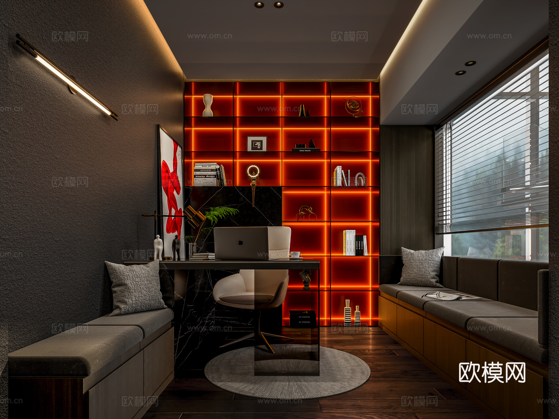 别墅书房3d模型下载