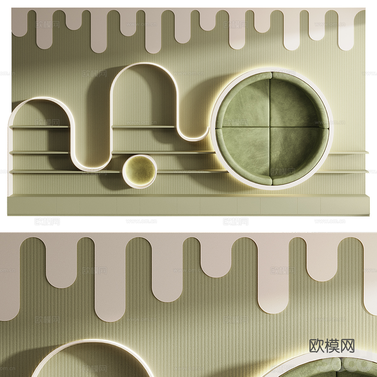 现代奶油风儿童展柜 儿童书柜 儿童装饰柜3d模型