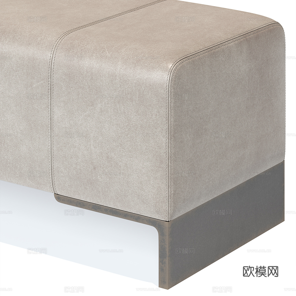 现代意式皮革长条 条凳 床尾凳3d模型