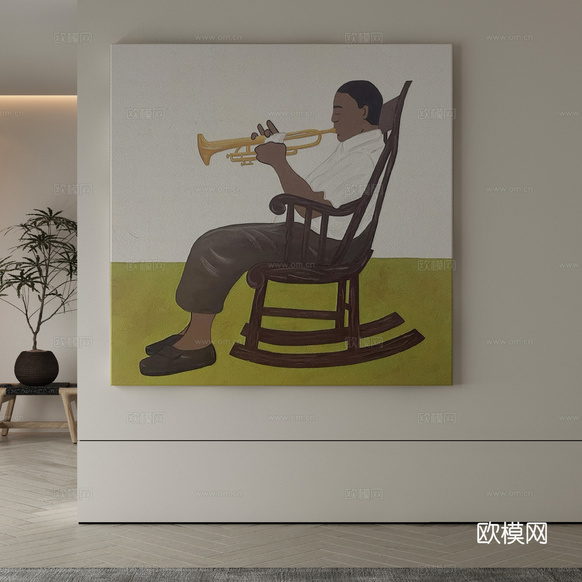 现代侘寂挂画 油画3d模型下载