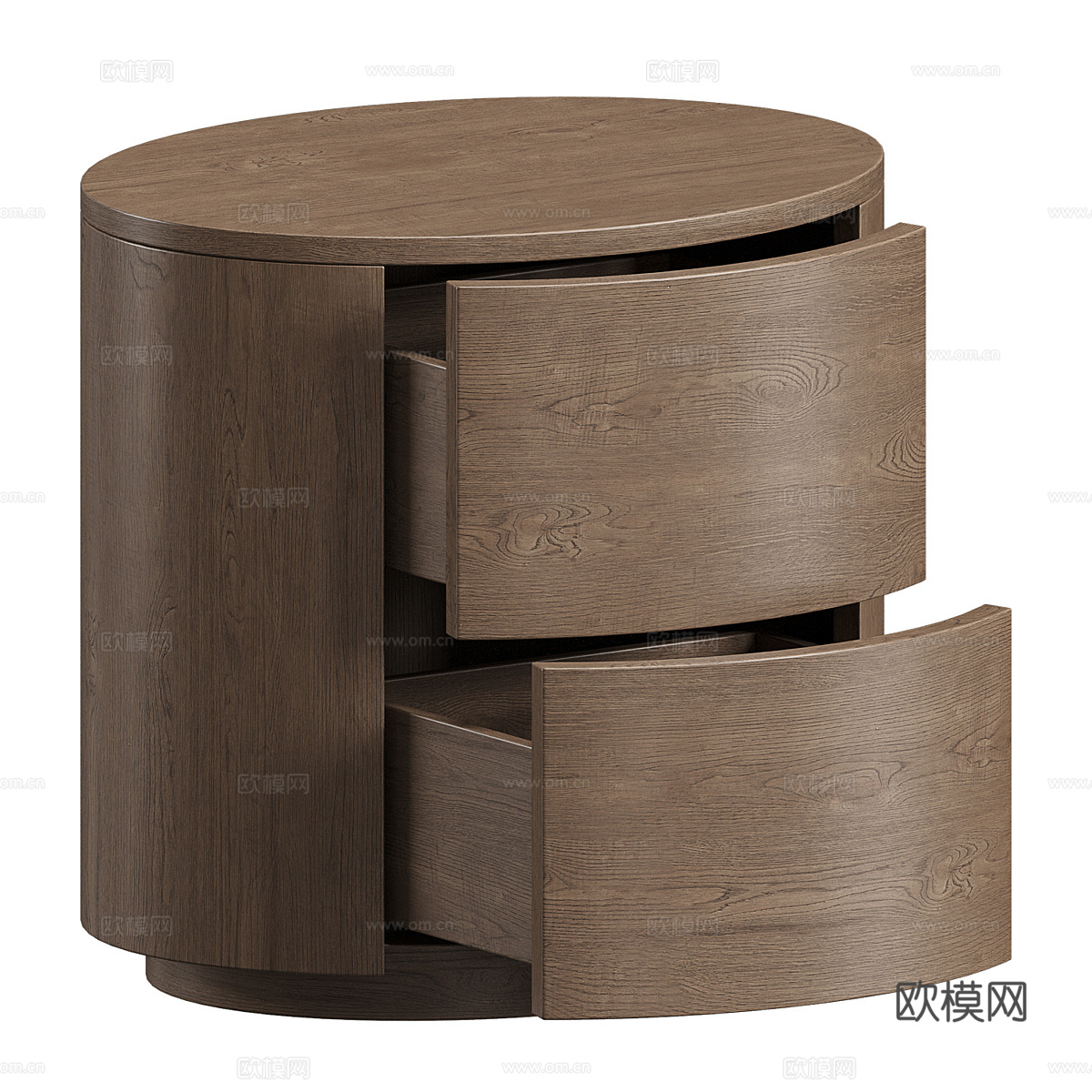 现代奶油风圆形床头柜3d模型