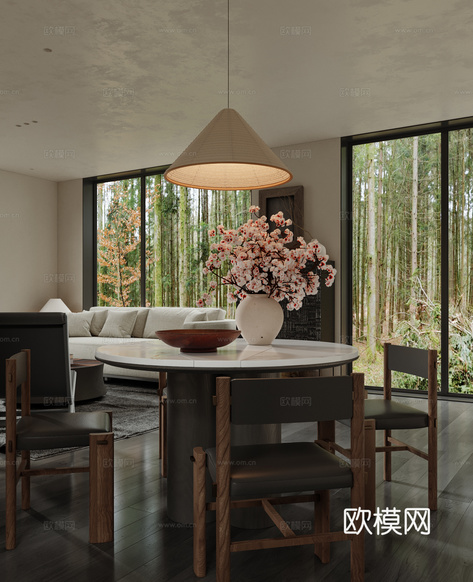 中古風(fēng)客餐廳3d模型下載(渲染圖5)