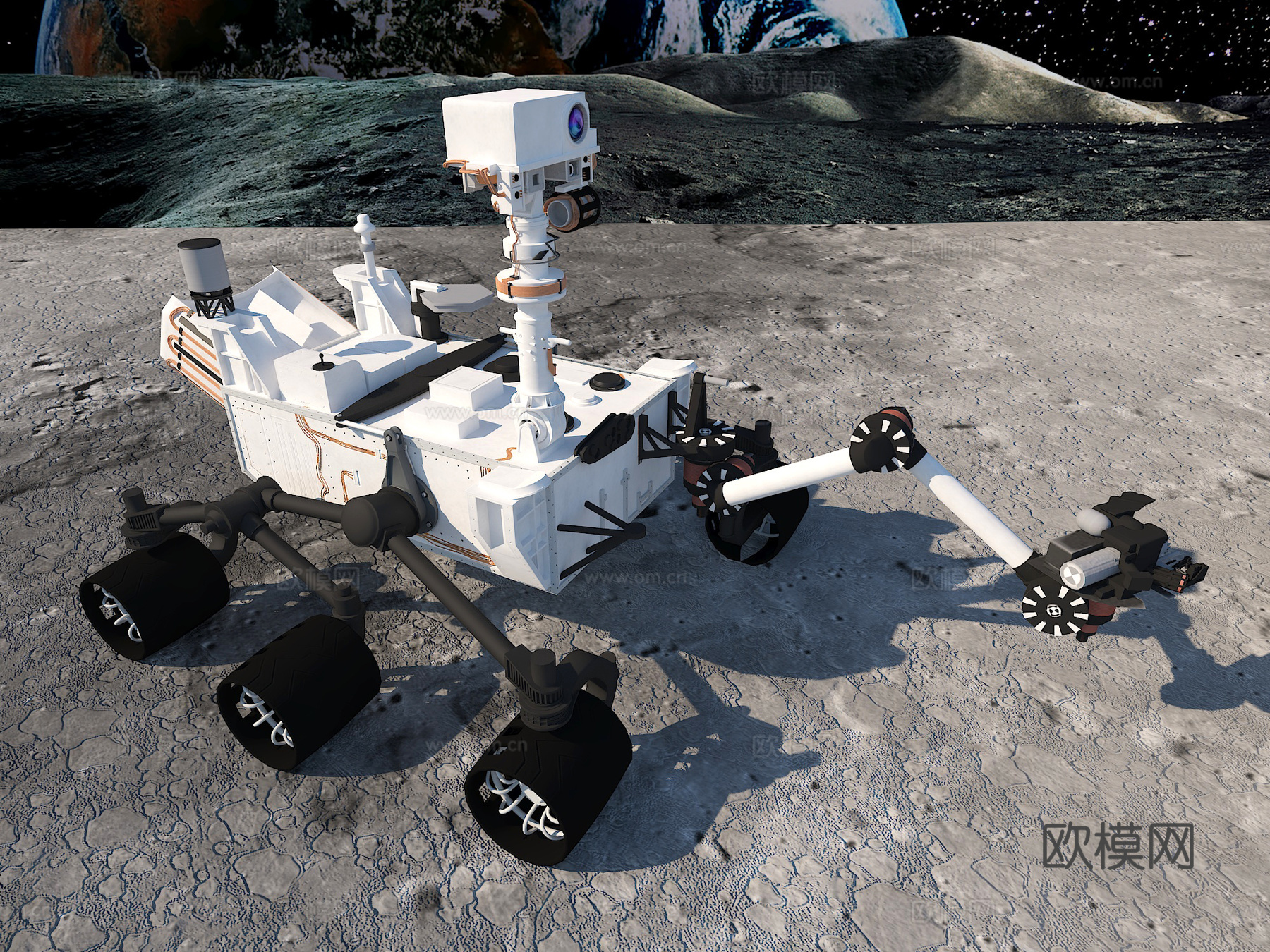 月球探测仪 宇宙星空星球 科幻场景 探勘车探测车 太阳能月球su模型