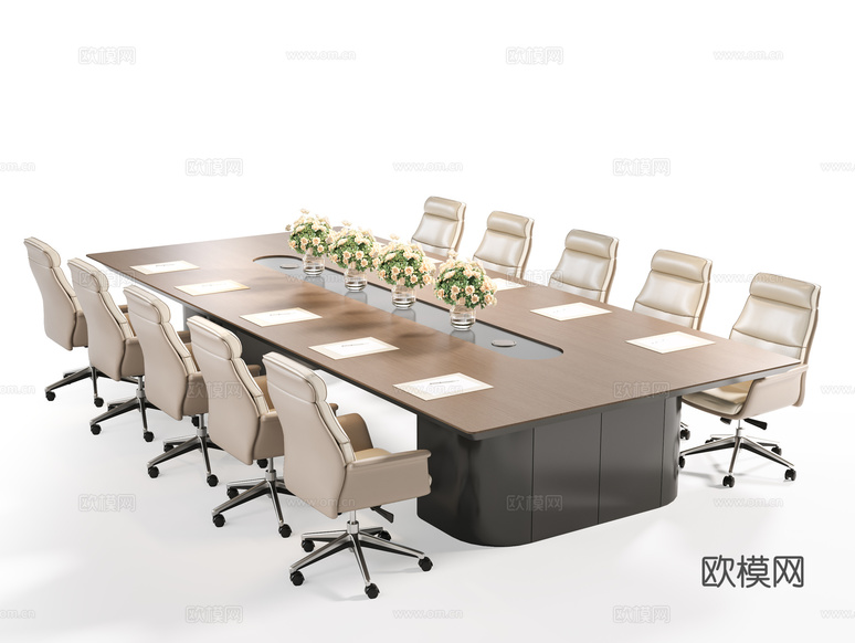 现代会议桌椅 会议室 洽谈桌椅 办公桌椅 培训室桌椅 会议桌3d模型下载