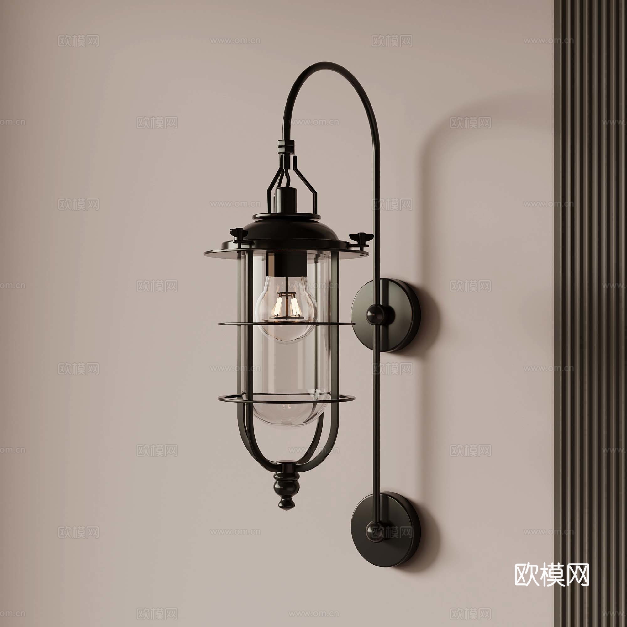 工业风金属壁灯3d模型