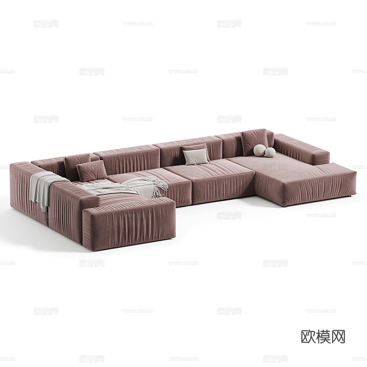 现代意式布艺组合沙发3d模型