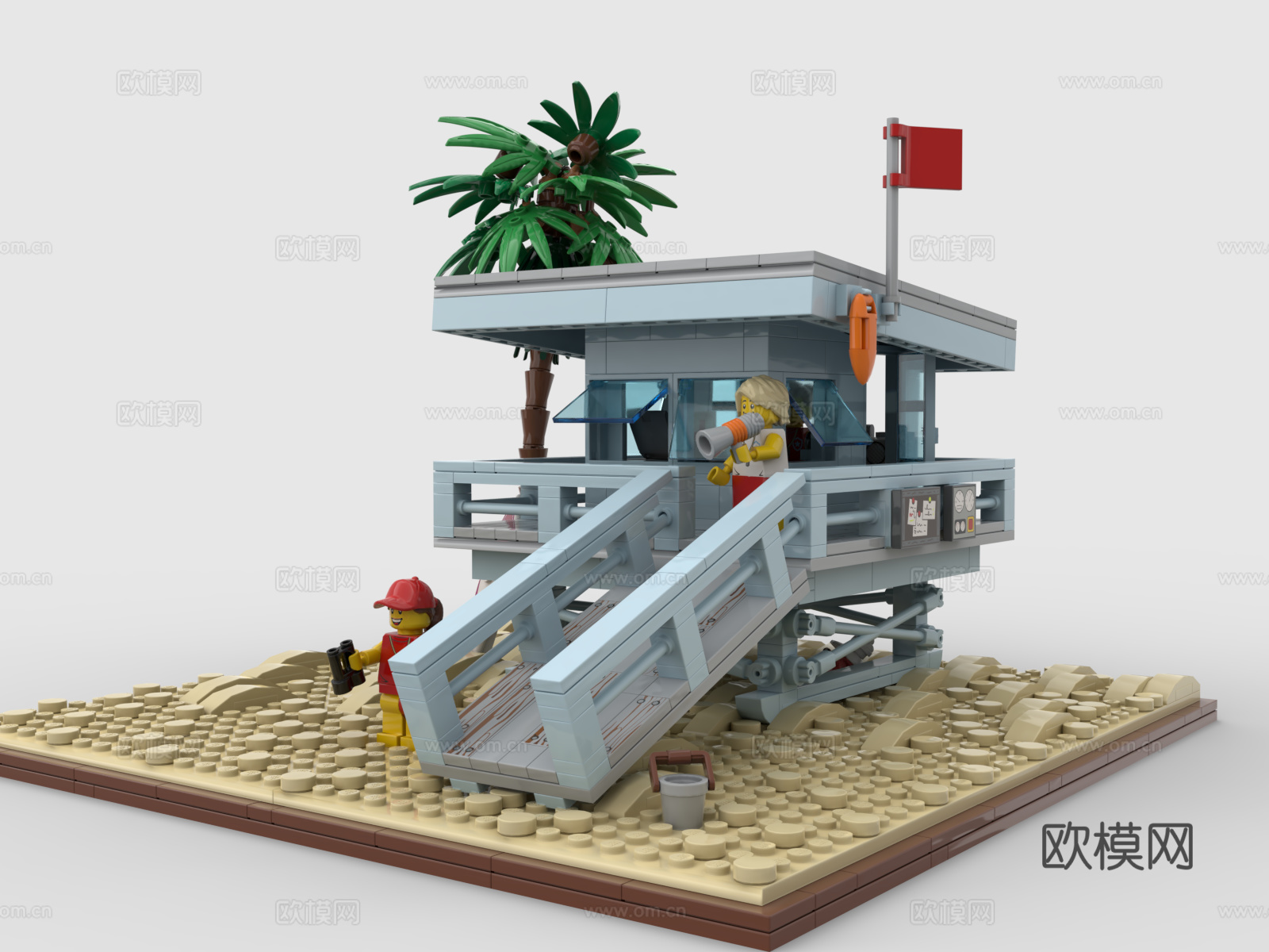 乐高 LEGO 玩具 积木 海边救生员站 海边小屋 海边别墅3d模型