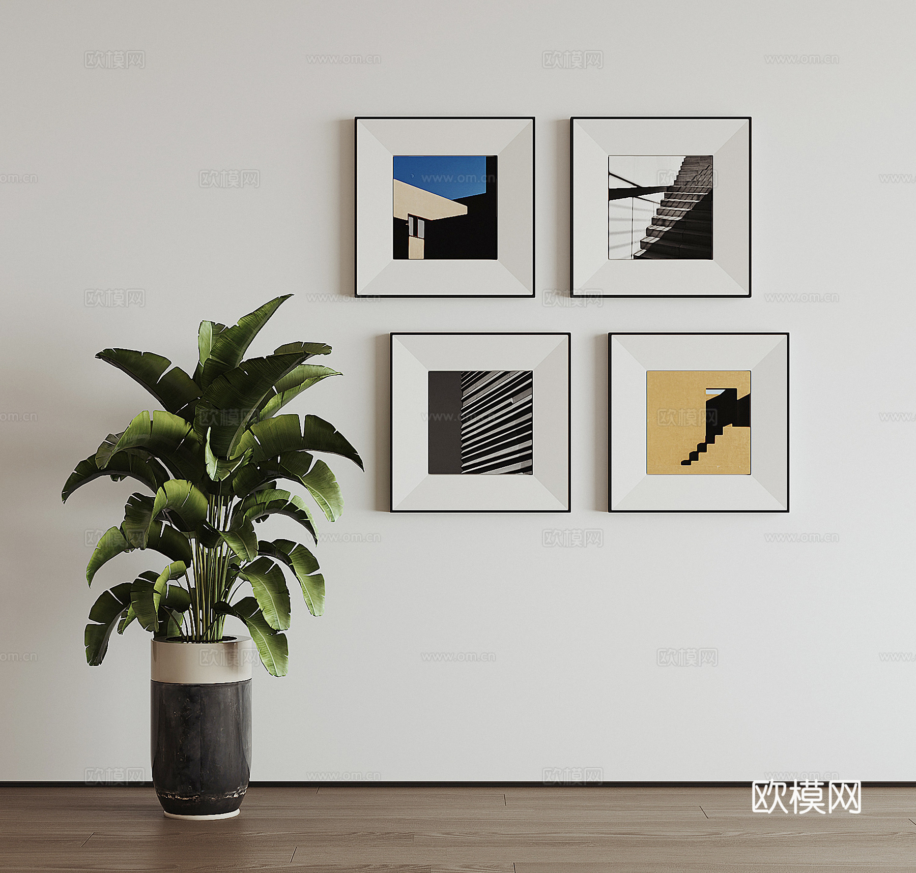 现代组合挂画3d模型