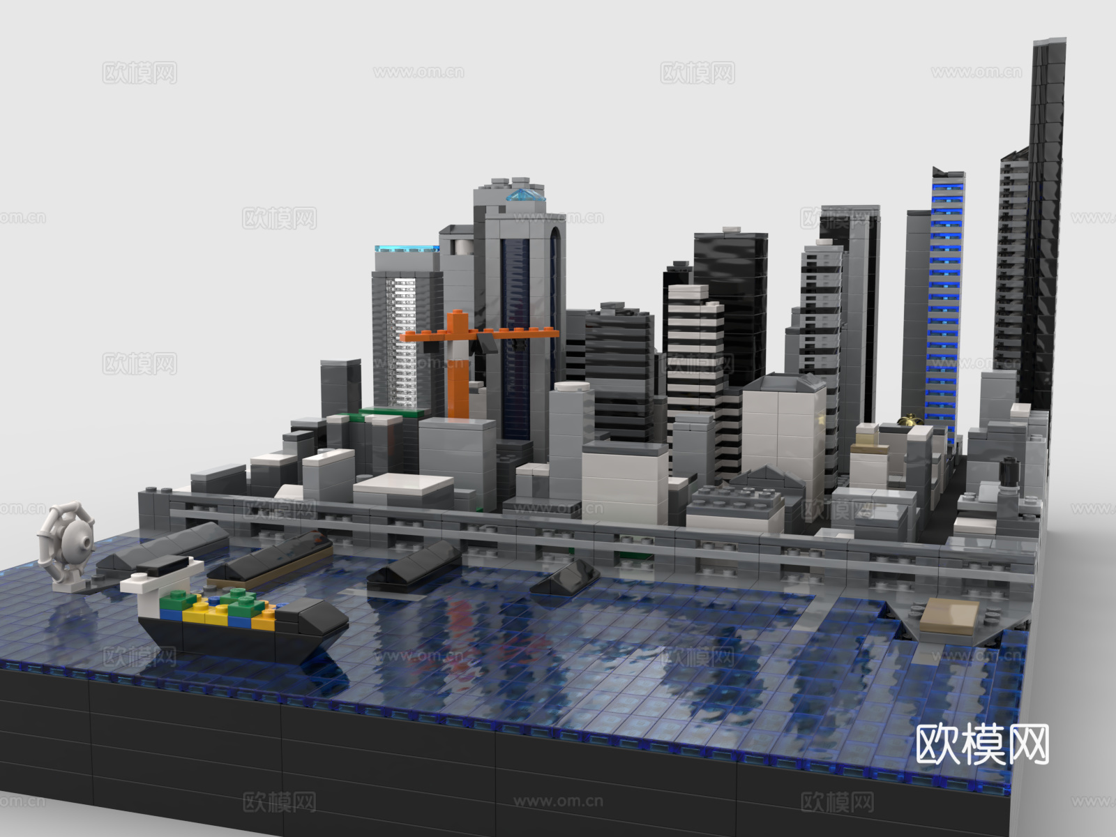 乐高 LEGO 玩具 积木 城市天际线 城市群 城市鸟瞰 配3d模型