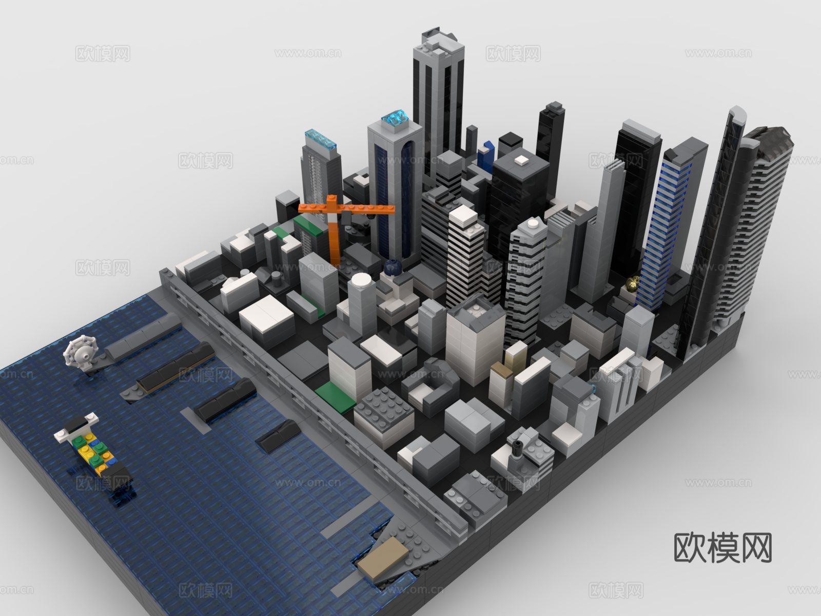 乐高 LEGO 玩具 积木 城市天际线 城市群 城市鸟瞰 配3d模型