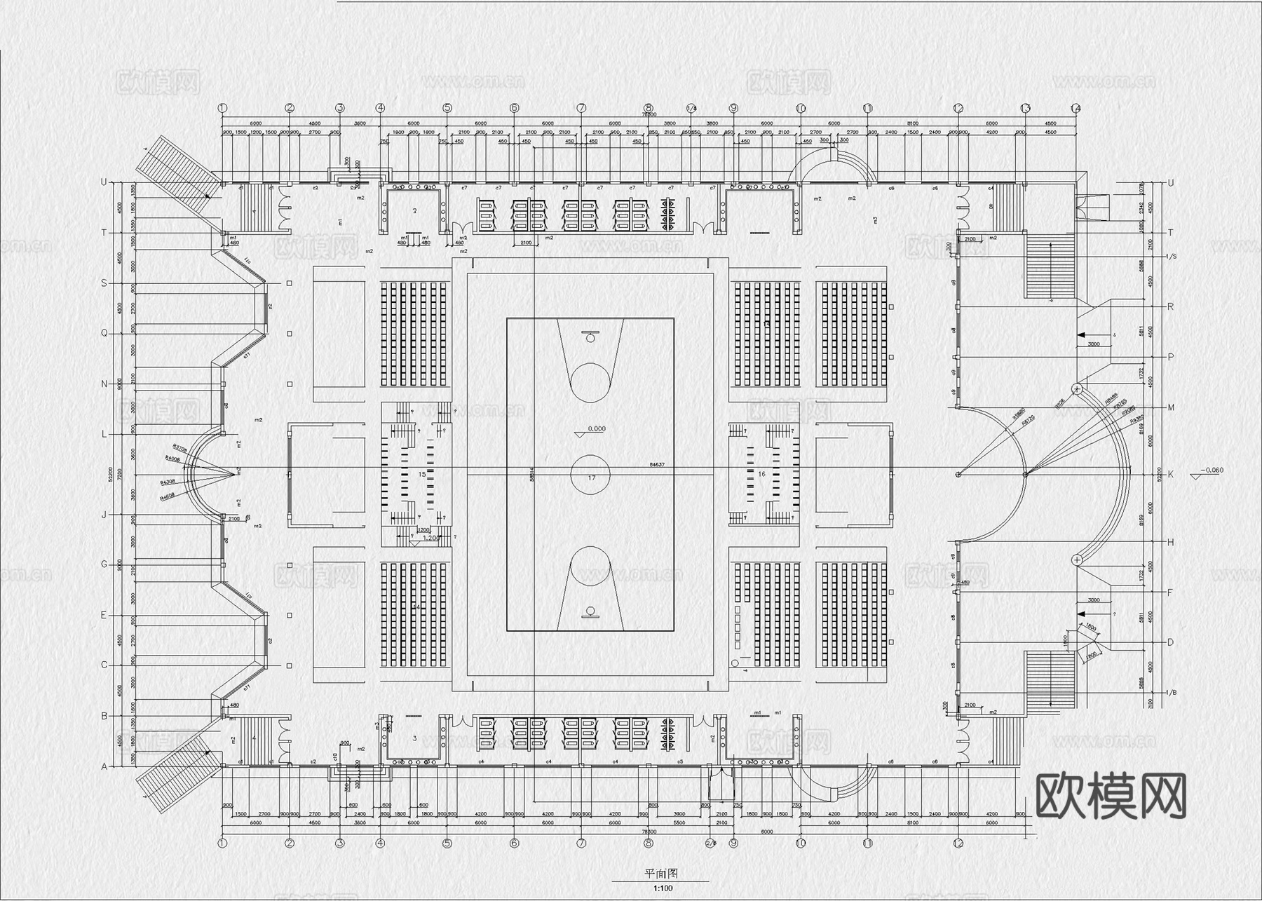 体育馆 体育馆建筑 体育场 游泳馆 篮球馆 运动中心cad施工图